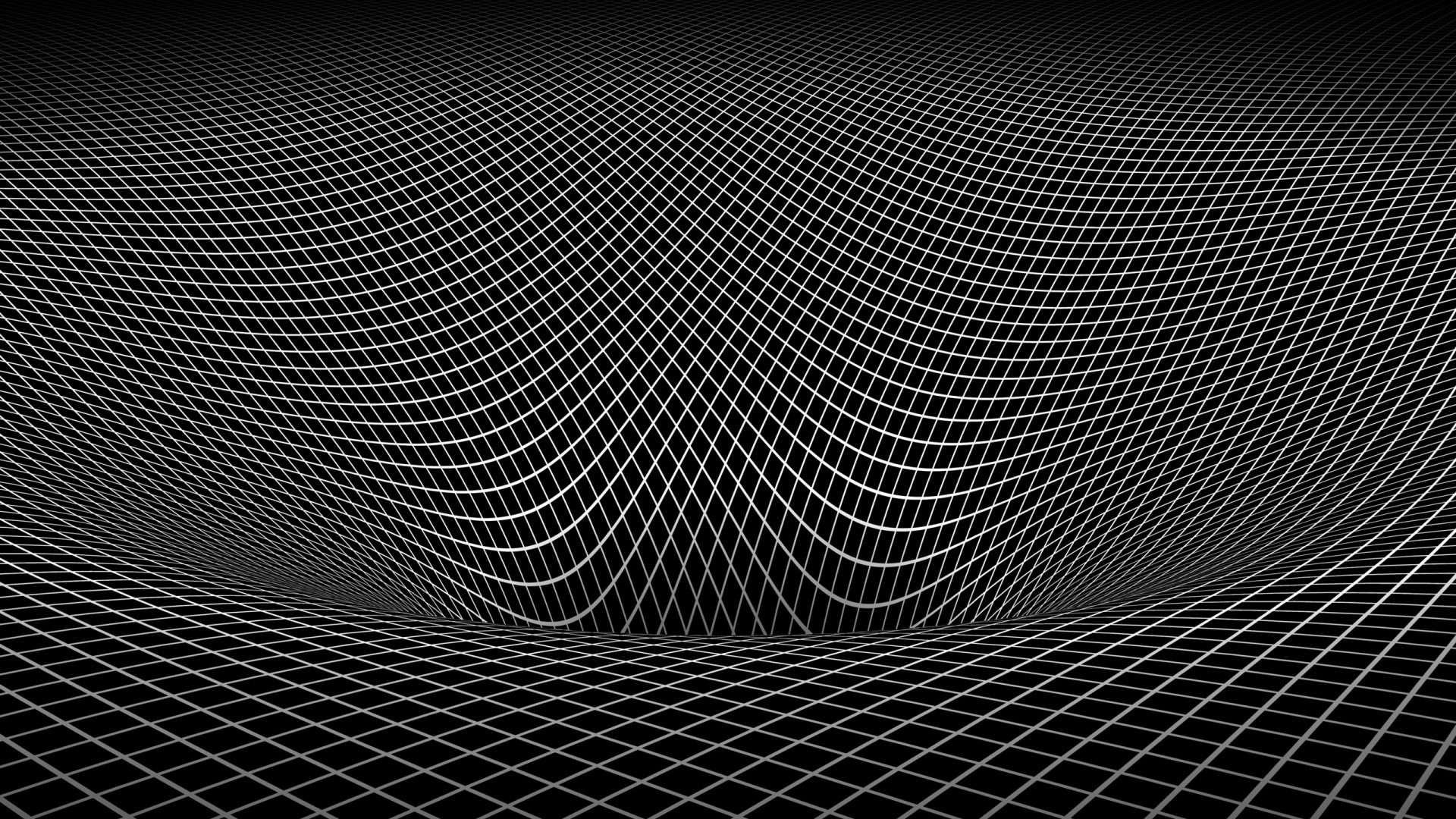 Abstract grid warping into a black hole HD Wallpaper