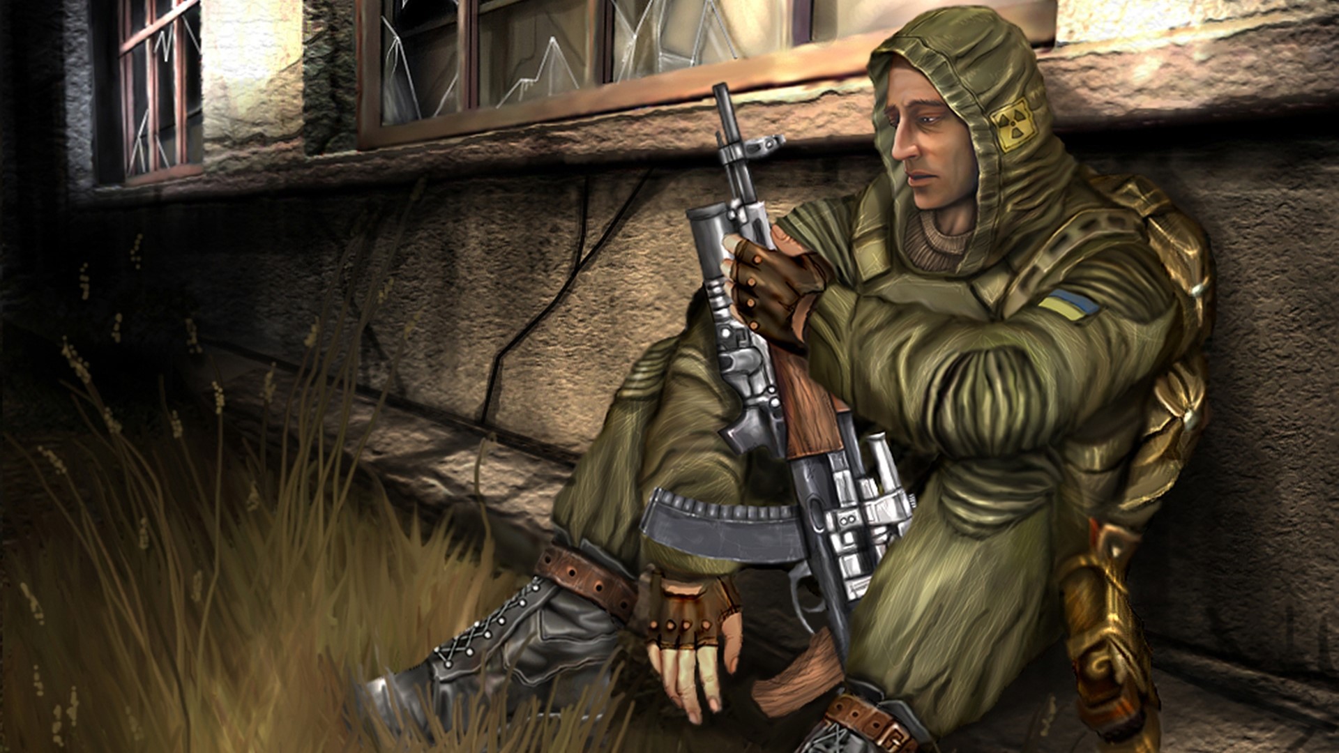 Man in S.T.A.L.K.E.R. gear with rifle HD Wallpaper
