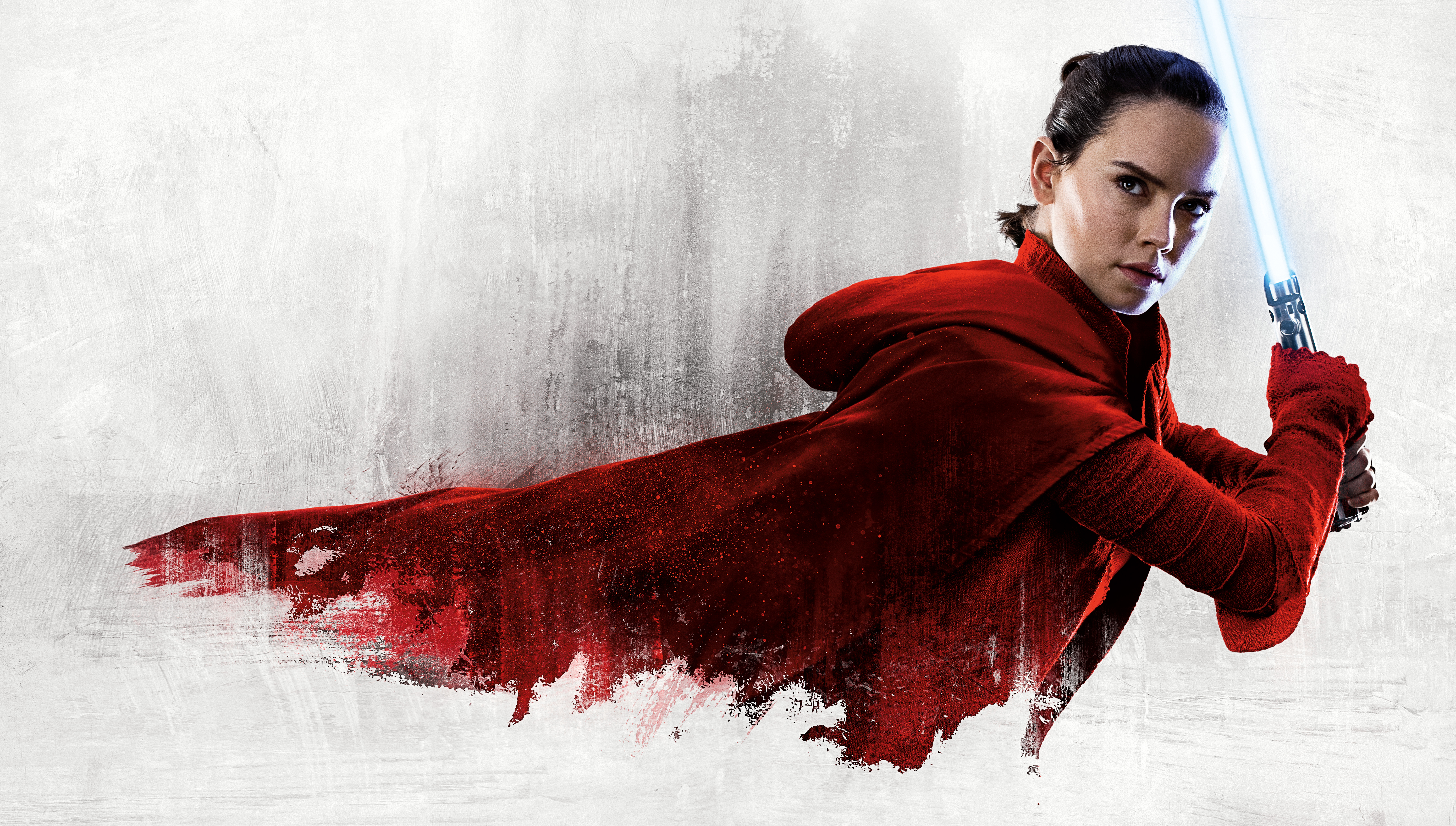 Rey from Star Wars: The Last Jedi with Lightsaber 4K HD Wallpaper