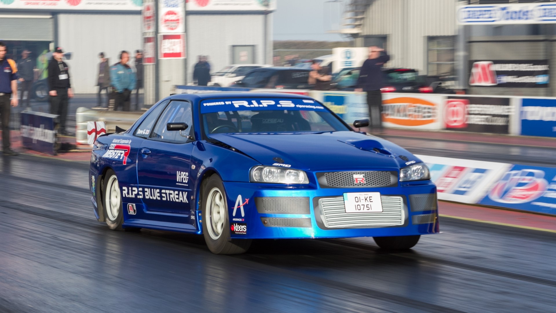 Blue Nissan R.I.P.S. Blue Streak Drag Car HD Wallpaper
