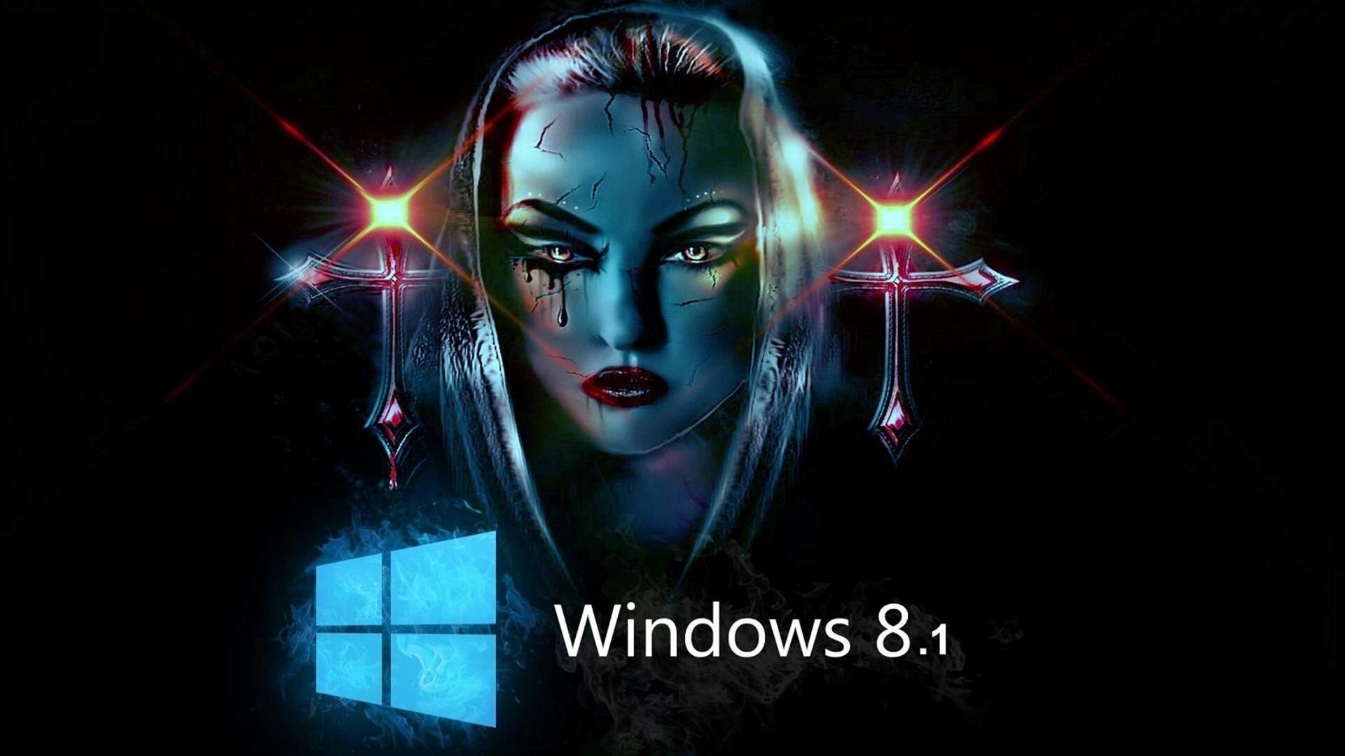 Windows 8.1 with a gothic woman and crosses HD Wallpaper