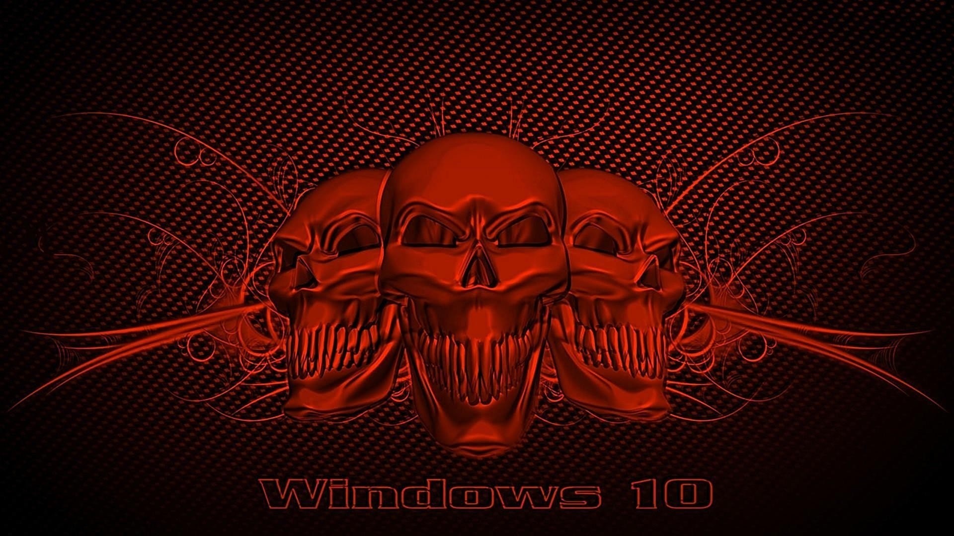 Windows 10 Red Skulls Wallpaper HD Wallpaper