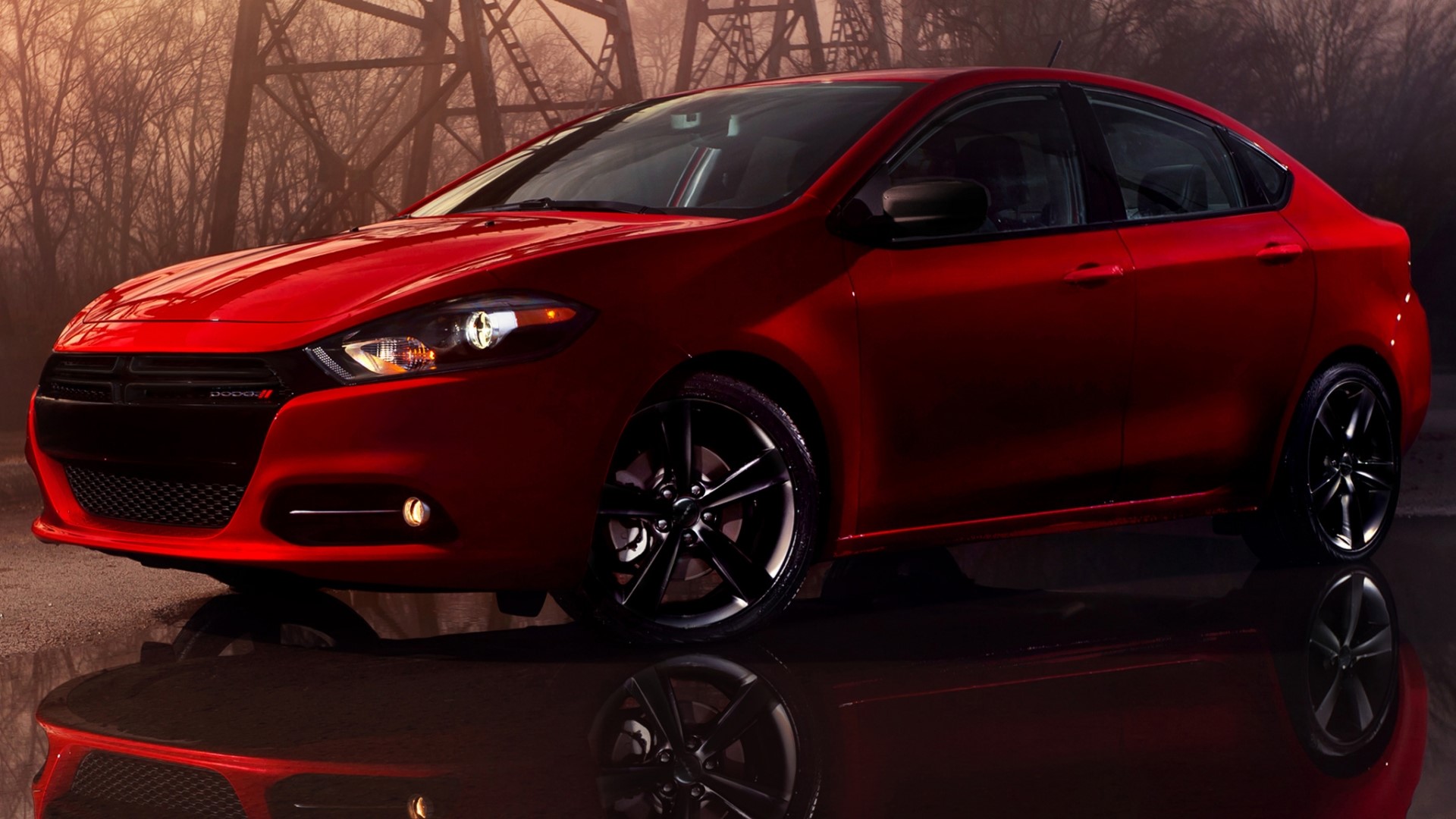 Red Dodge Dart Sedan HD Wallpaper