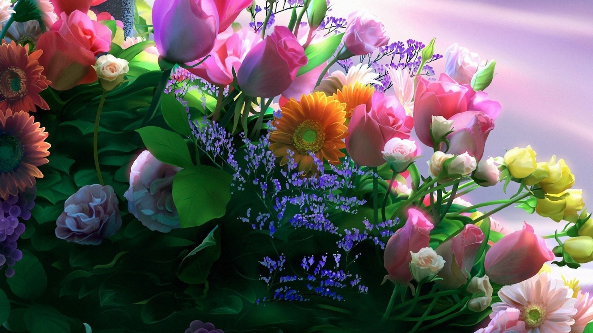 A vibrant bouquet of assorted flowers HD Wallpaper