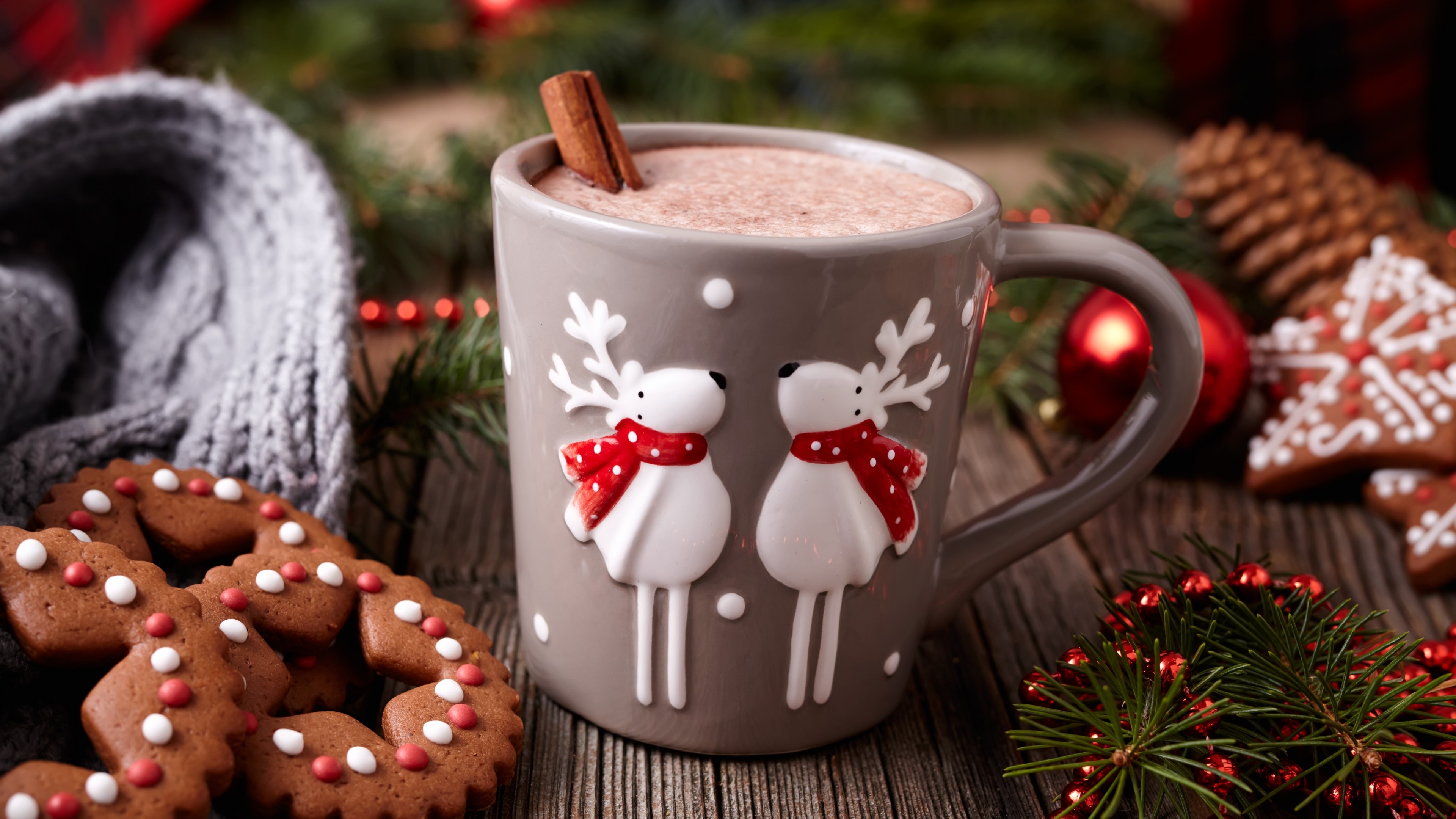 4K New Year Hot Chocolate and Cookies HD Wallpaper