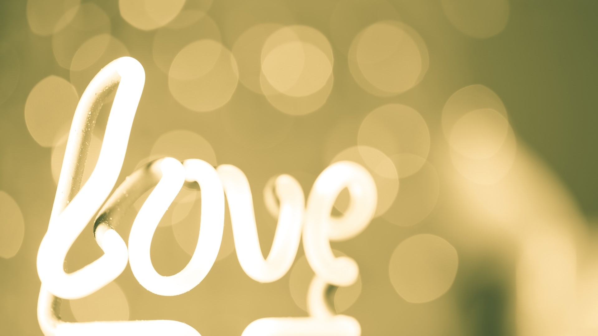 Neon Love Sign with Bokeh Lights HD Wallpaper