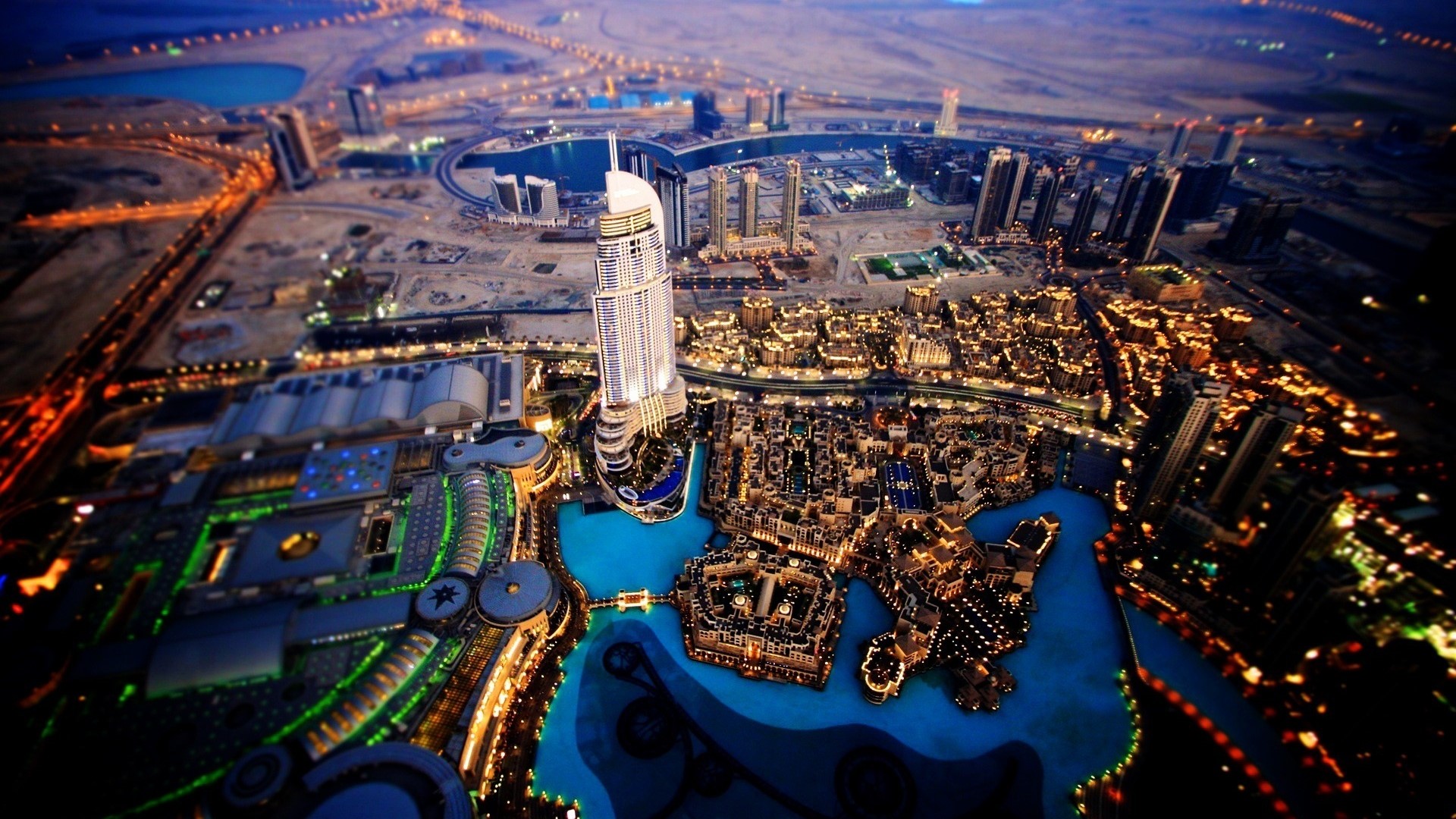 Aerial View of Dubai Cityscape at Dusk HD Wallpaper