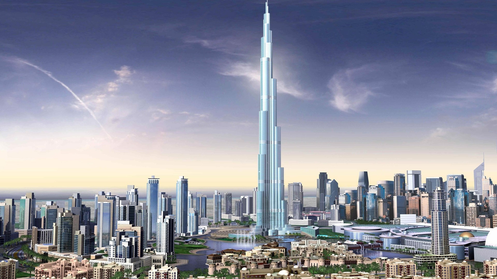 Burj Khalifa skyscraper in Dubai cityscape HD Wallpaper