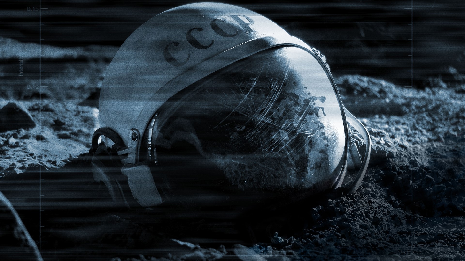 Astronaut helmet with CCCP inscription on the moon HD Wallpaper