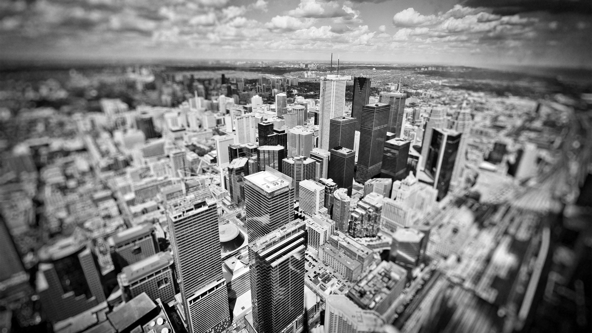 Black and White Aerial View of a Cityscape HD Wallpaper