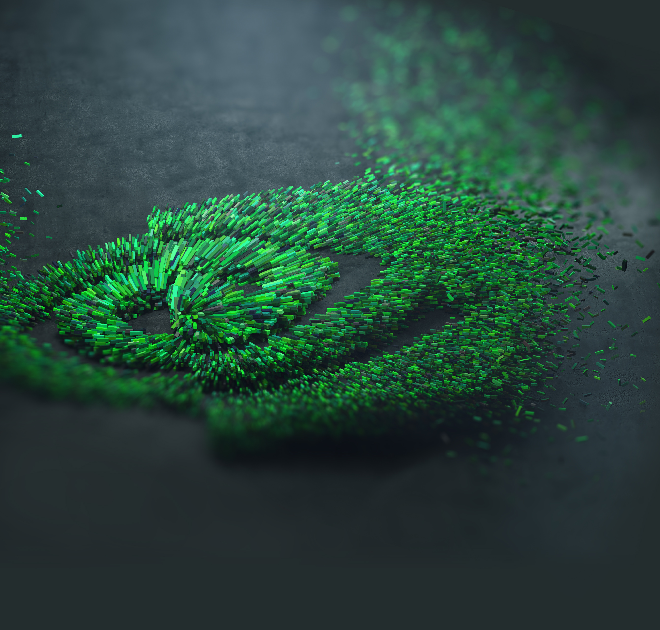 Nvidia Logo made of green particles HD Wallpaper