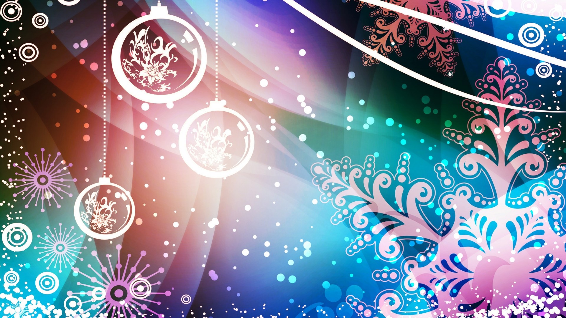 Colorful Christmas Ornaments and Snowflakes Vector Art HD Wallpaper