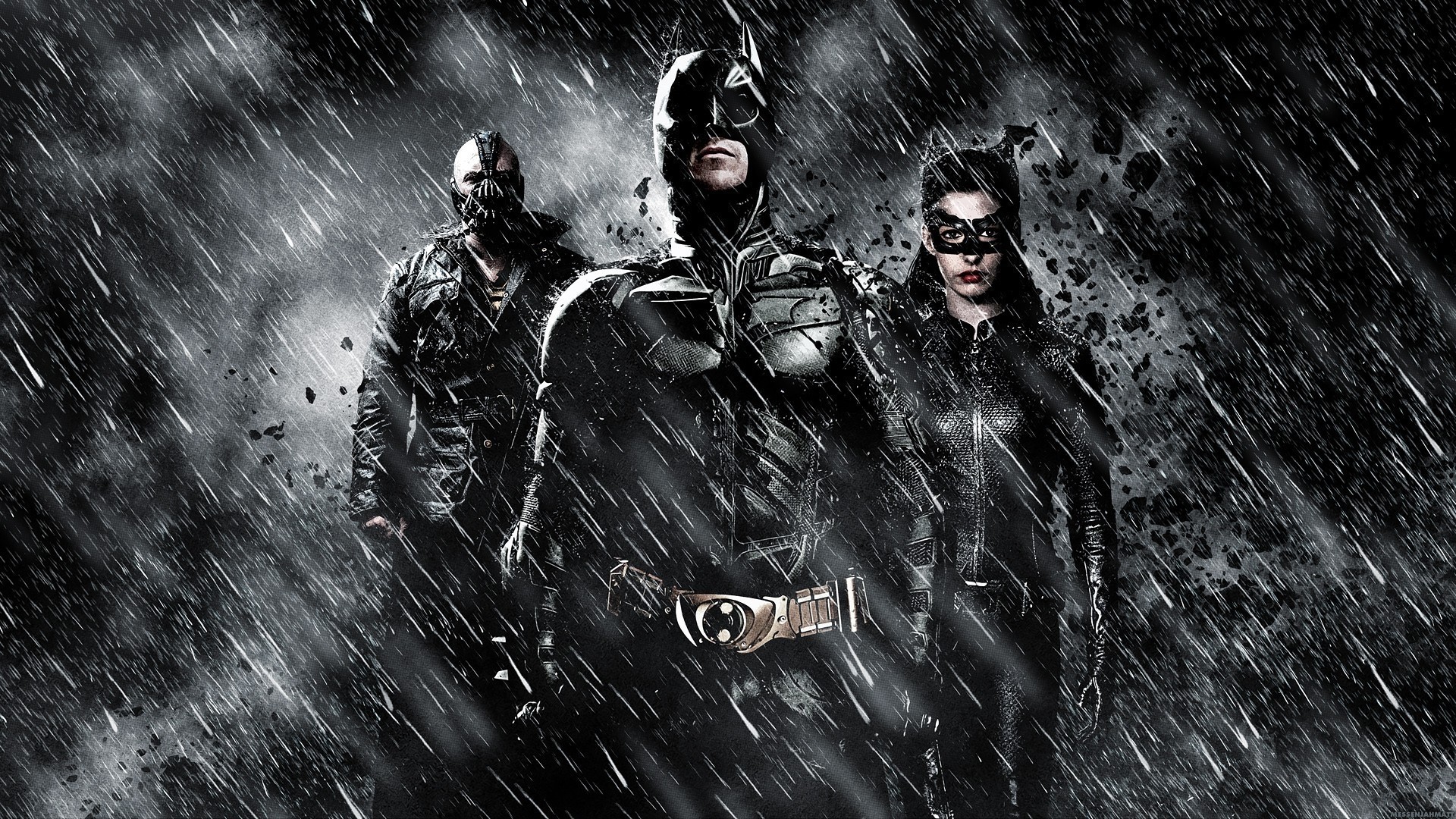 Batman, Bane, and Catwoman from The Dark Knight Rises HD Wallpaper