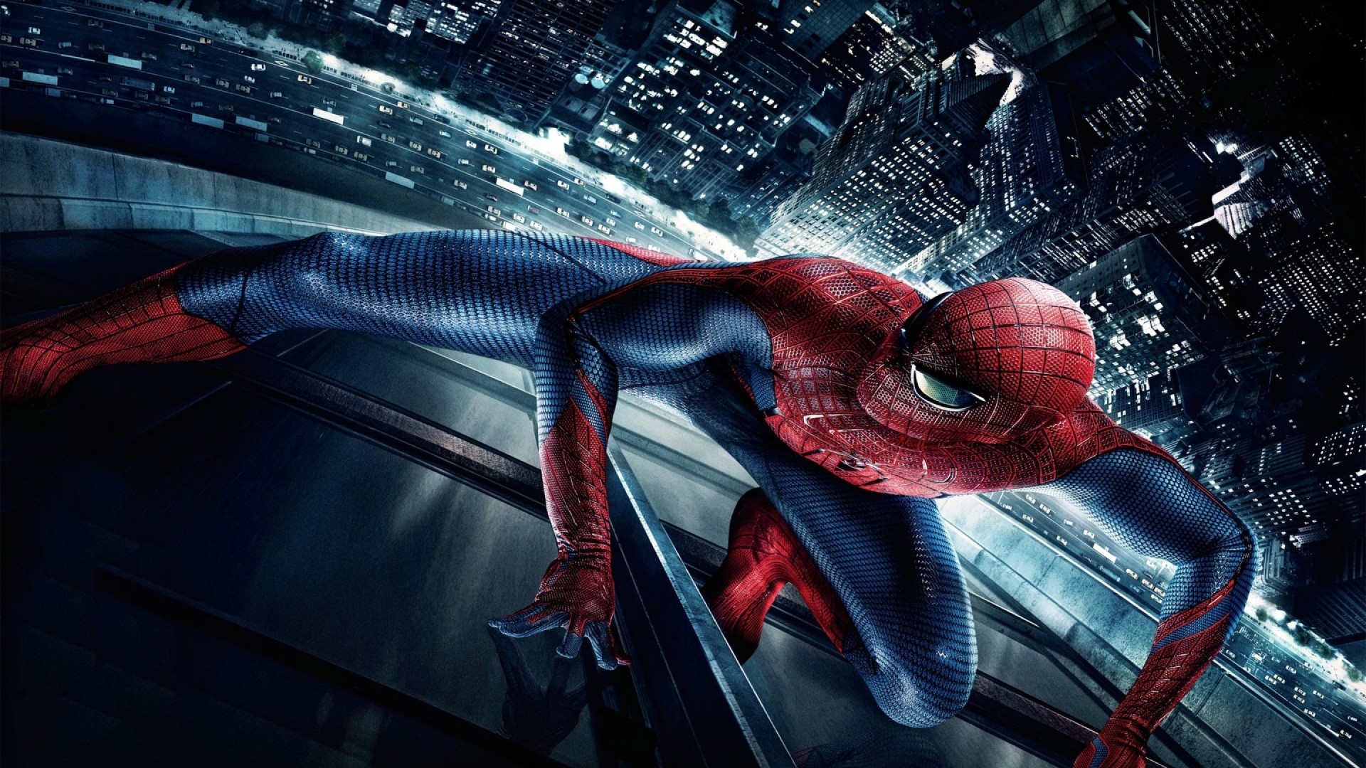 Spider-Man on a building overlooking a city HD Wallpaper