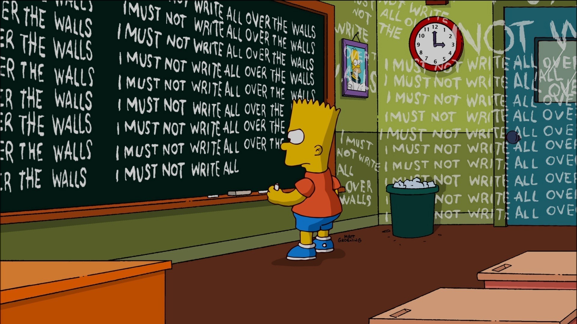 Bart Simpson in detention HD Wallpaper