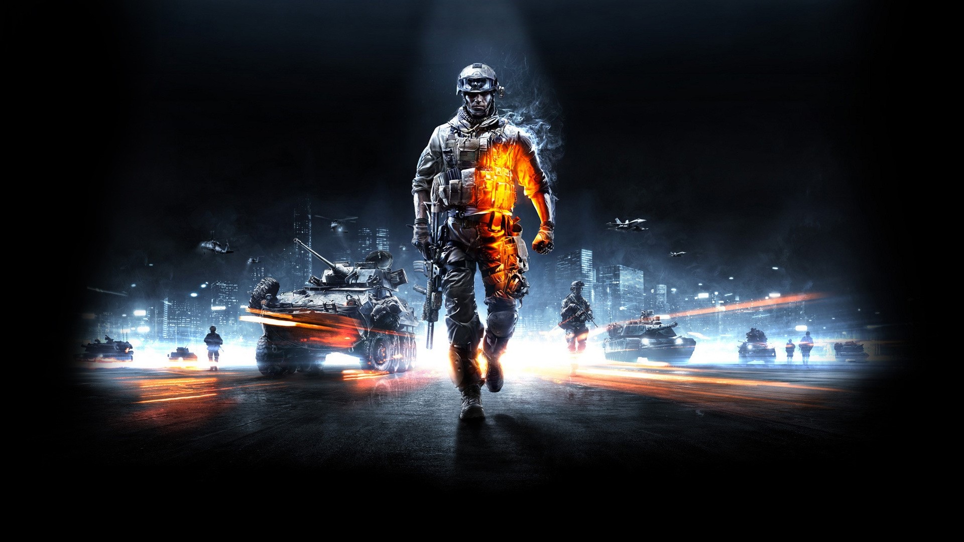 Soldier on fire from Battlefield 3 HD Wallpaper