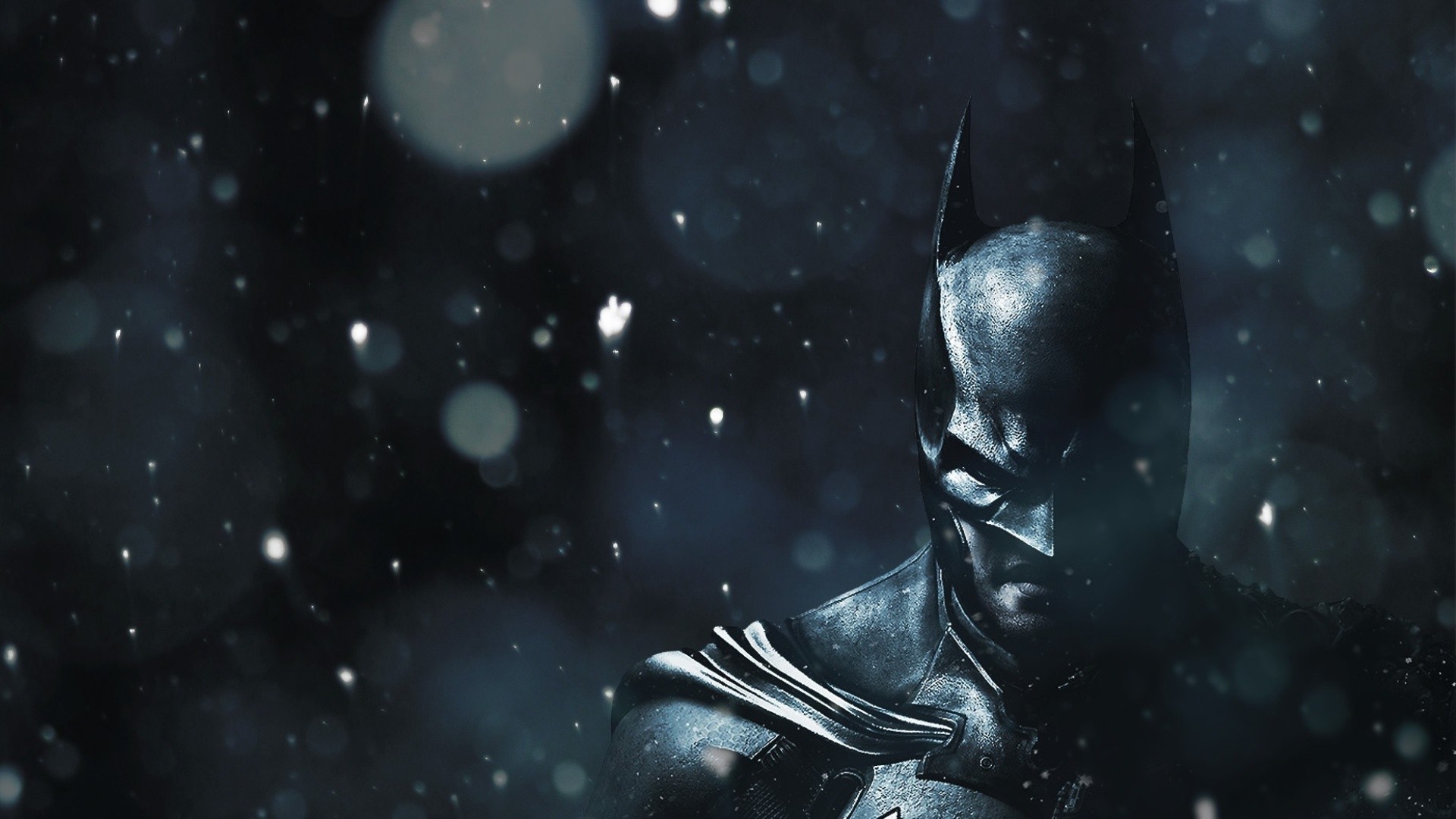 Batman in the snow with bokeh HD Wallpaper