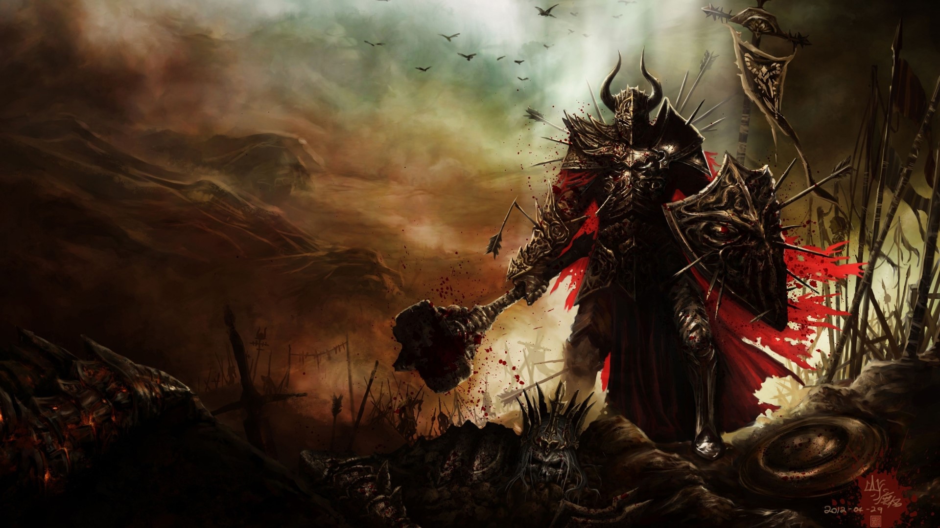Diablo III Warrior with Mace and Shield HD Wallpaper