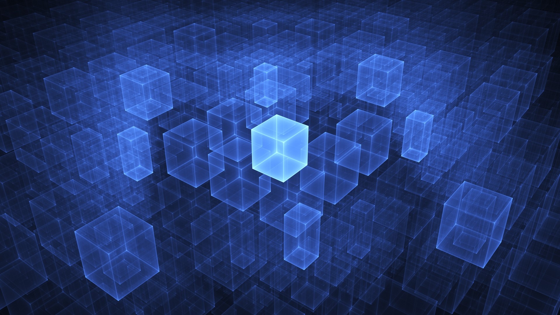 Blue Cubes Abstract Digital Art HD Wallpaper