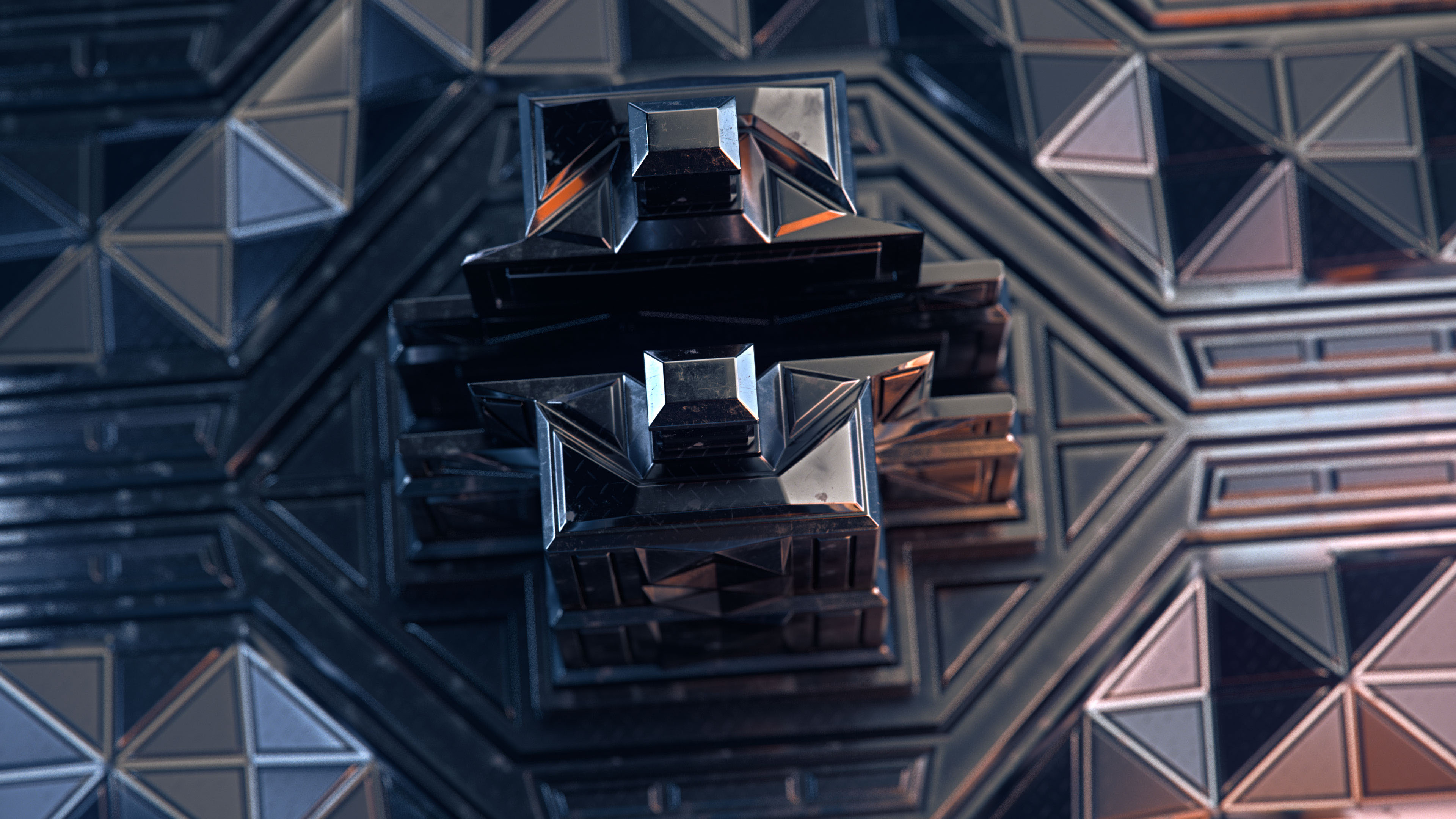 Sci-Fi 3D model of metallic structure HD Wallpaper