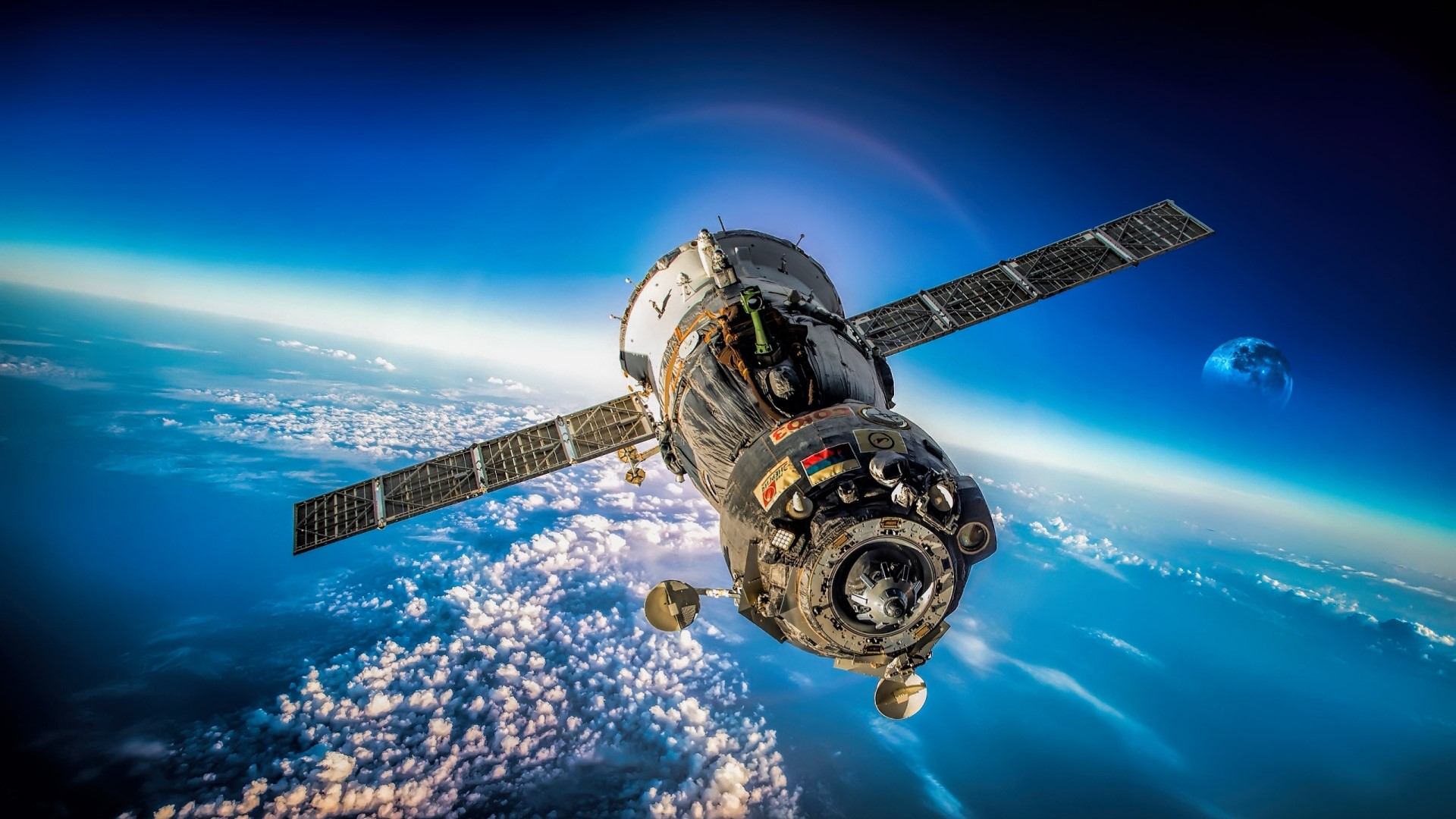 Orbital station in space above Earth HD Wallpaper