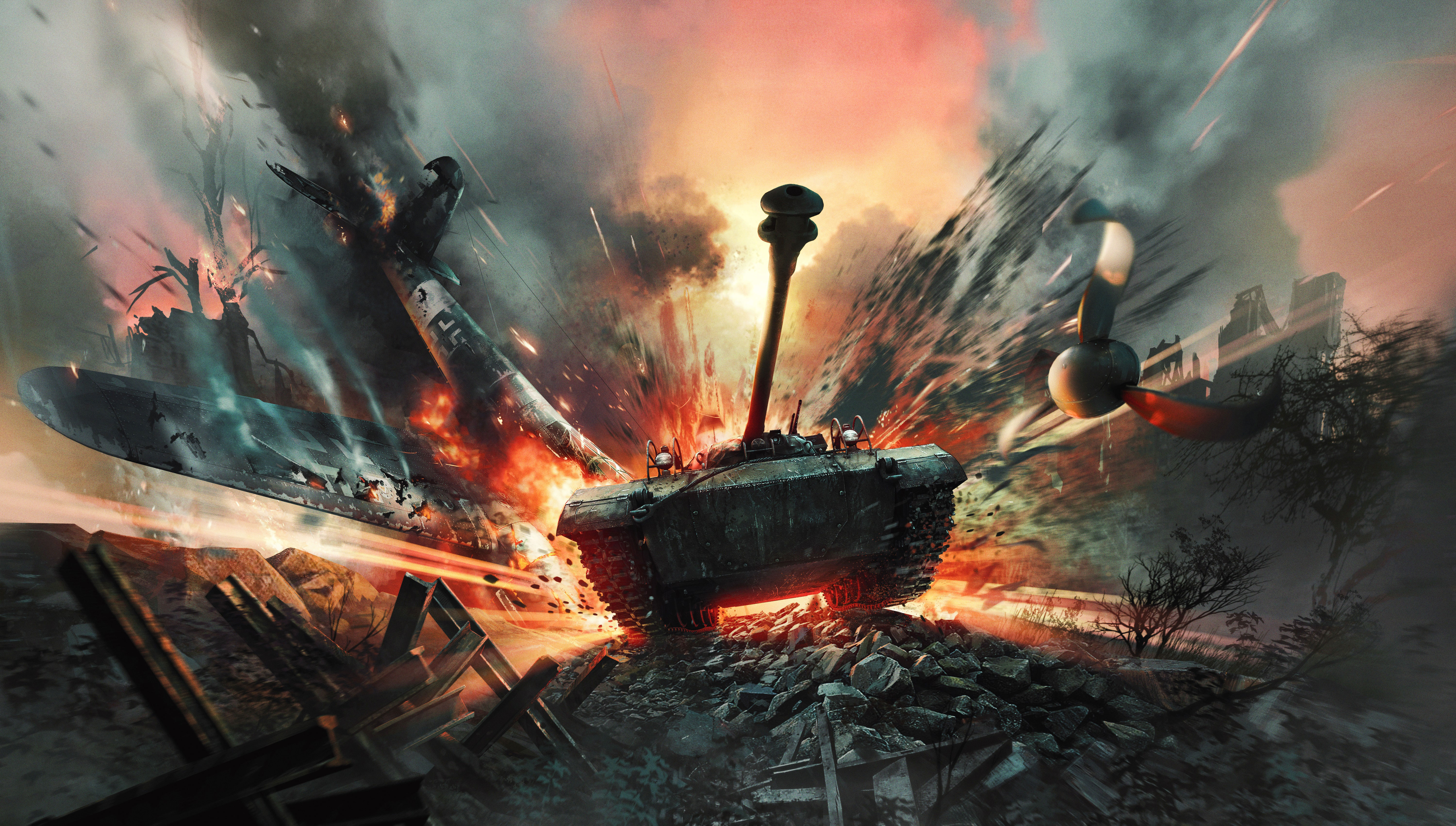 War Thunder Tank and Aircraft Explosion HD Wallpaper