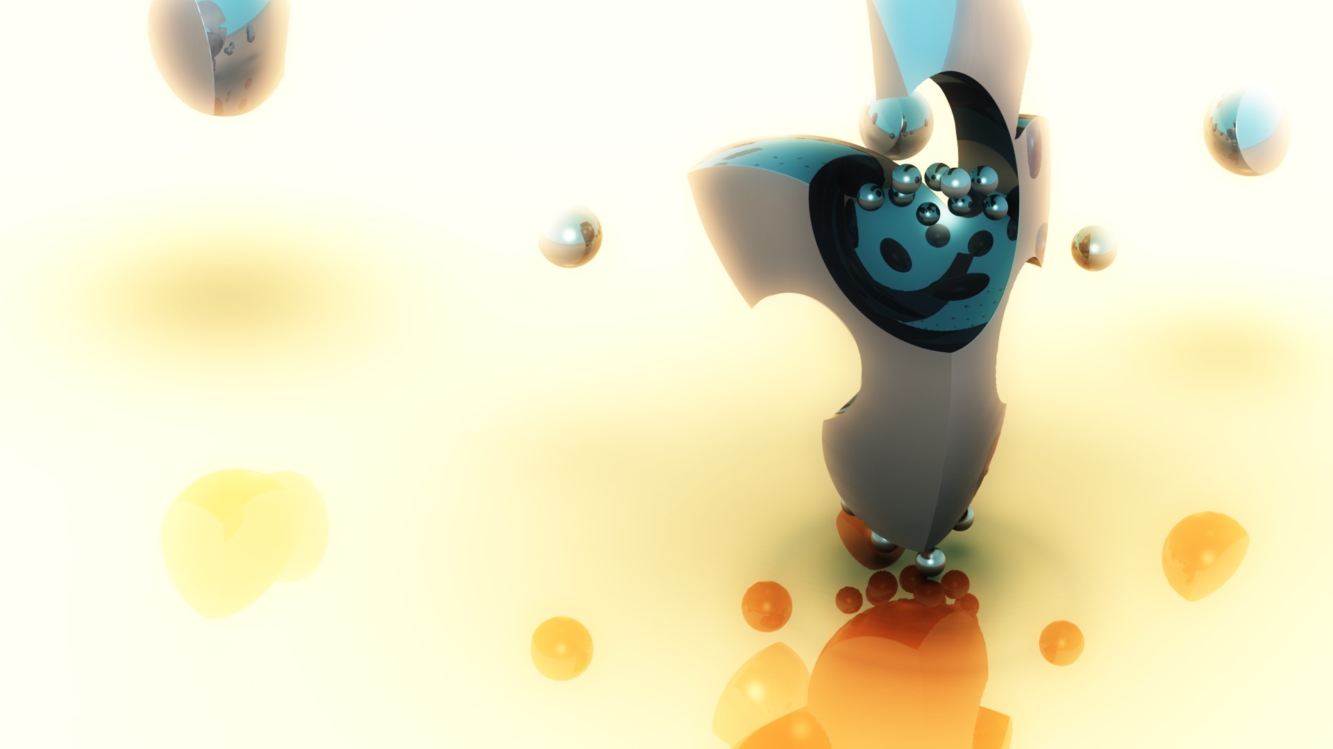 Abstract Sculpture with Spheres HD Wallpaper