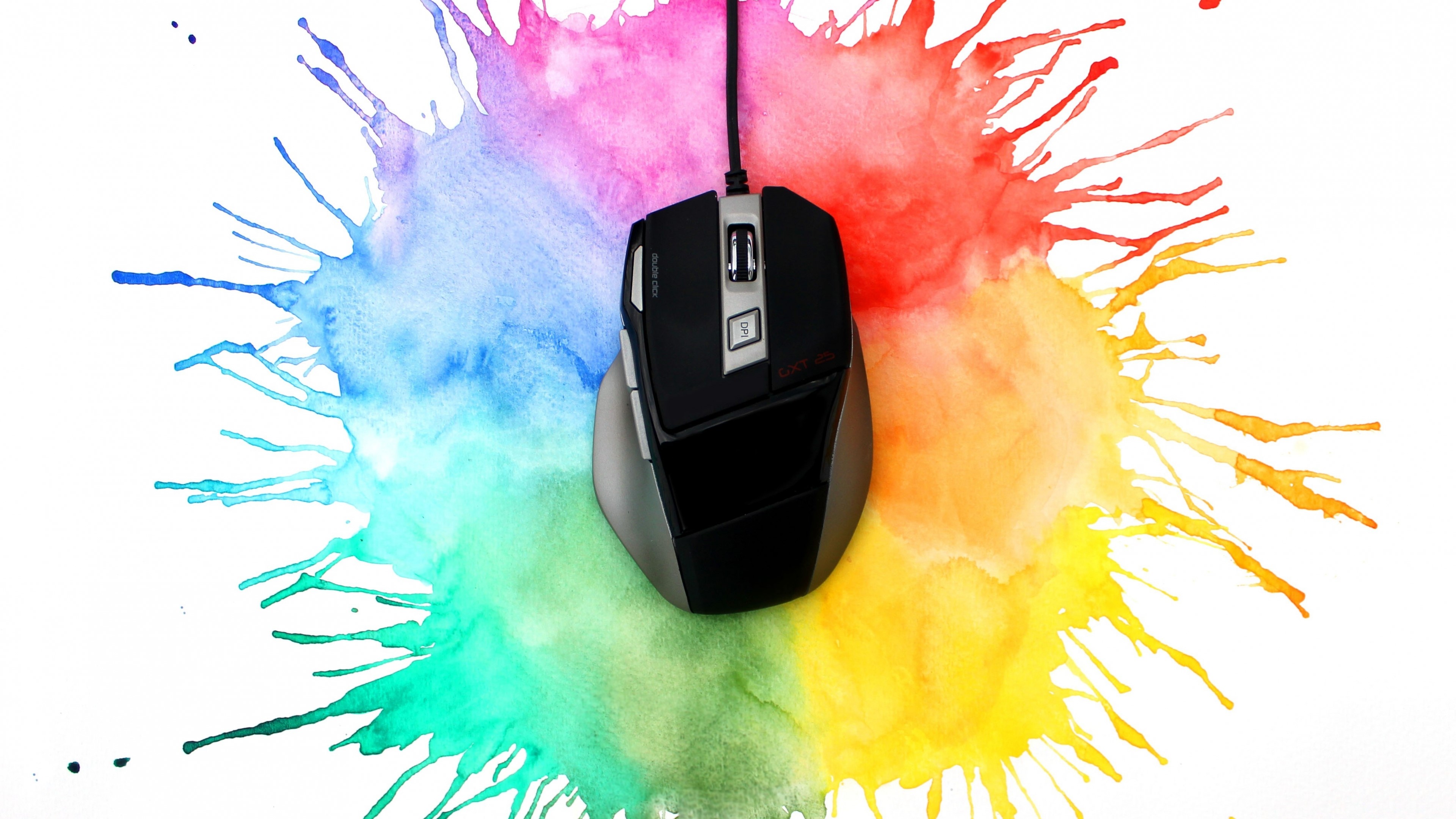 4K Mouse on Watercolor Splatter Art HD Wallpaper