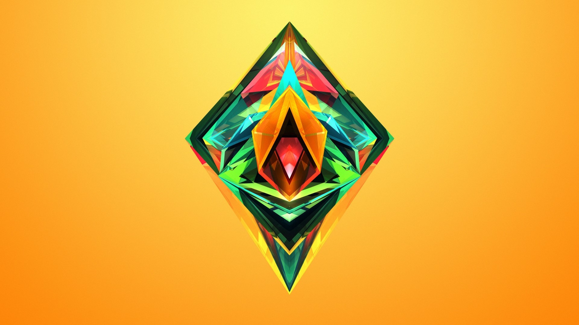 Geometric Crystal Design on Orange Background HD Wallpaper