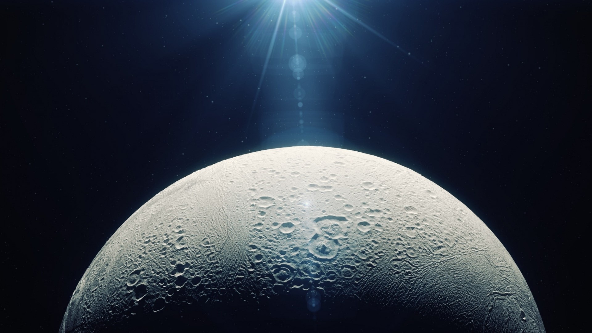 Half Shining Moon in Space HD Wallpaper