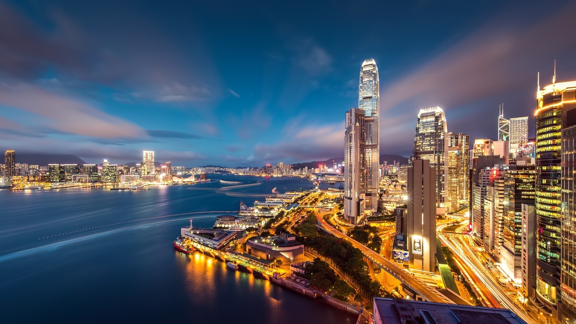 Hong Kong Skyline at Night HD Wallpaper