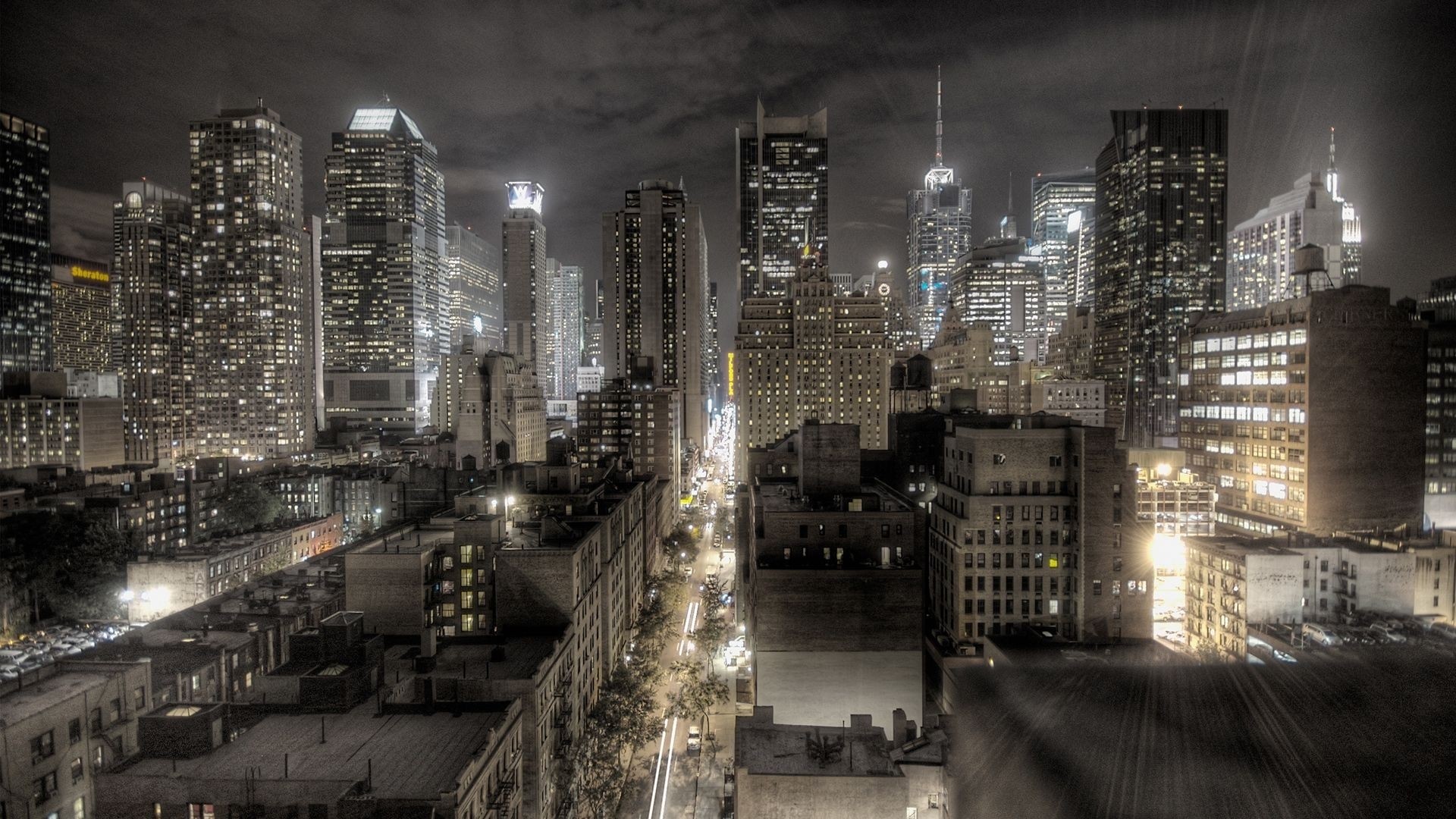 Dark Digital Cityscape of NYC at Night HD Wallpaper