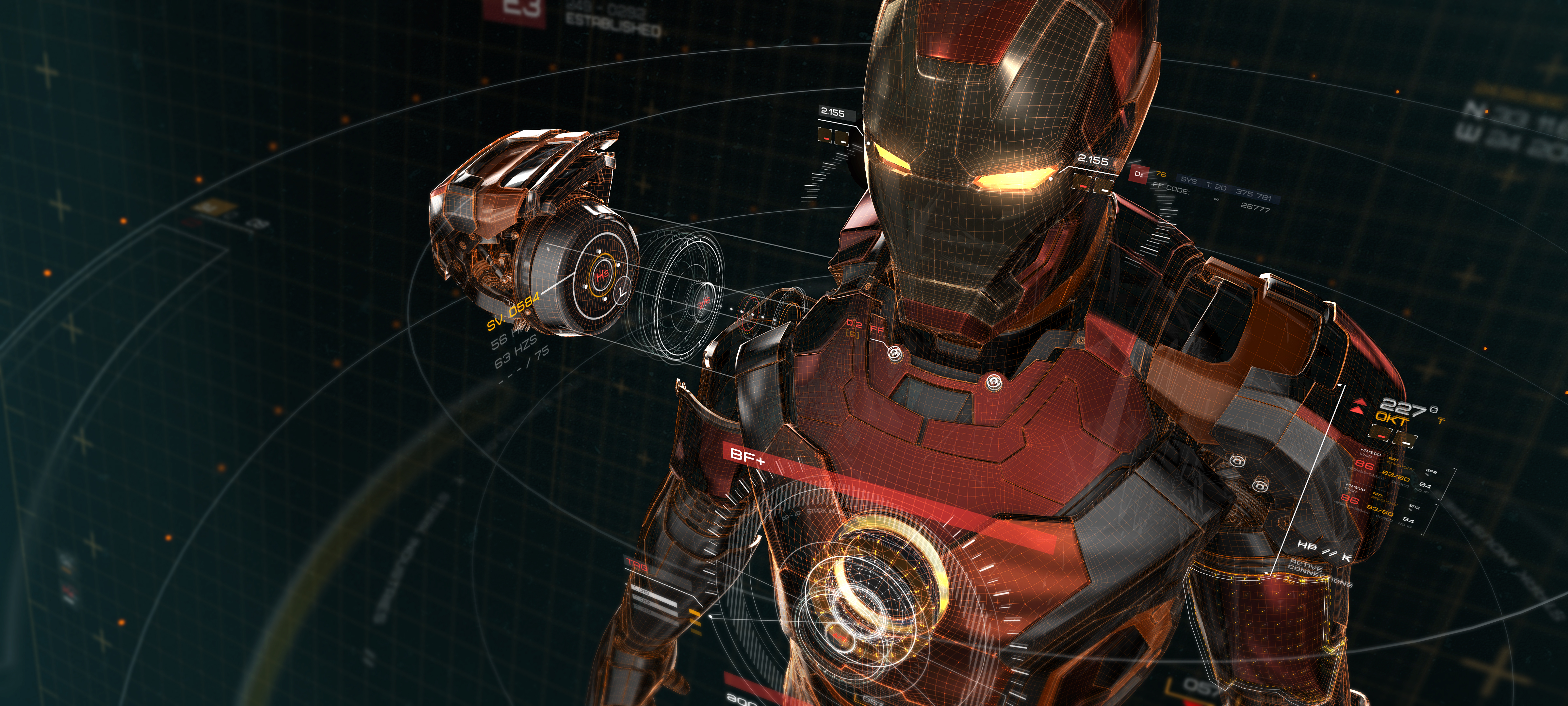 Iron Man with holographic interface HD Wallpaper