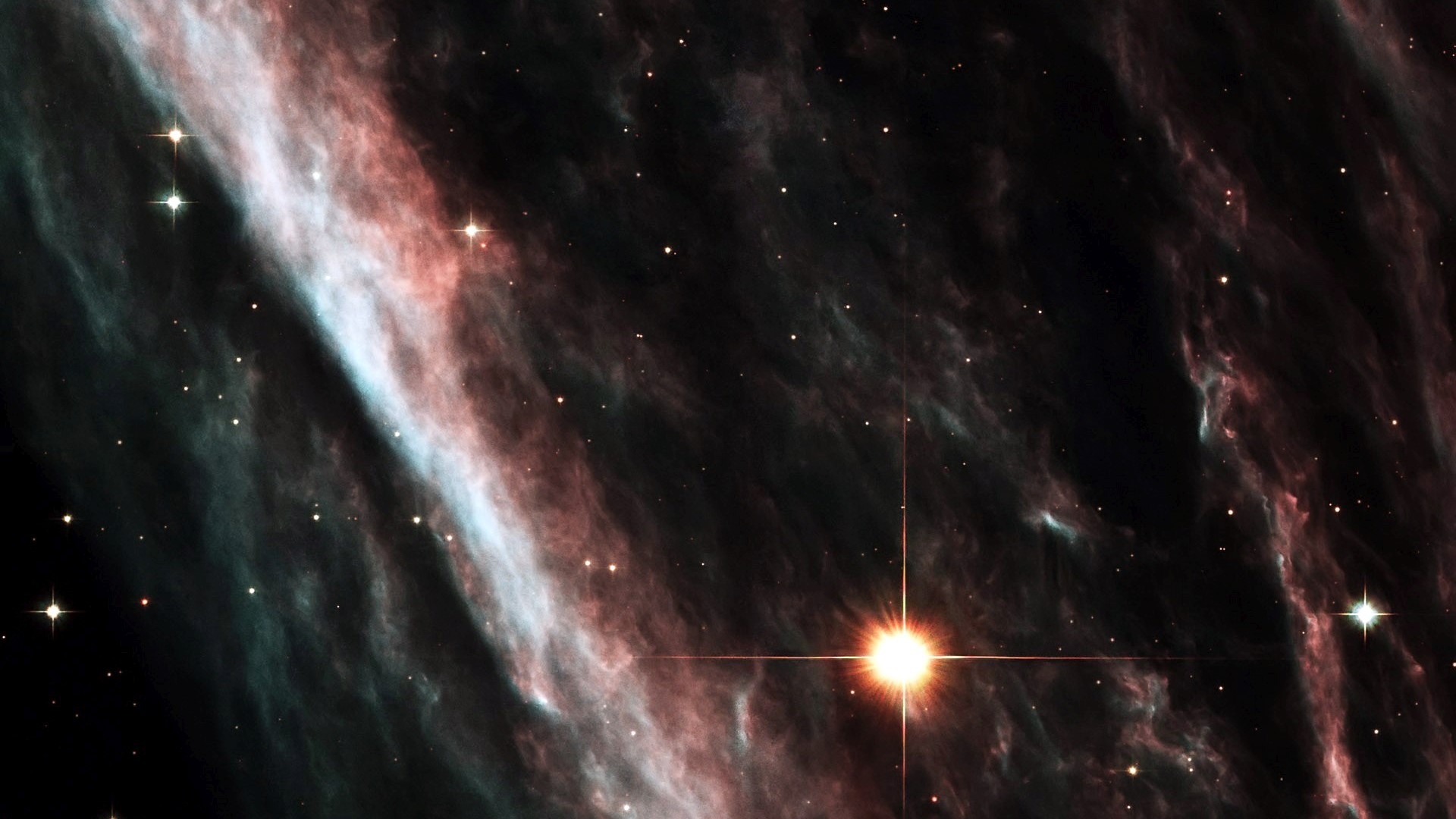 Nebula with stars and a bright star HD Wallpaper