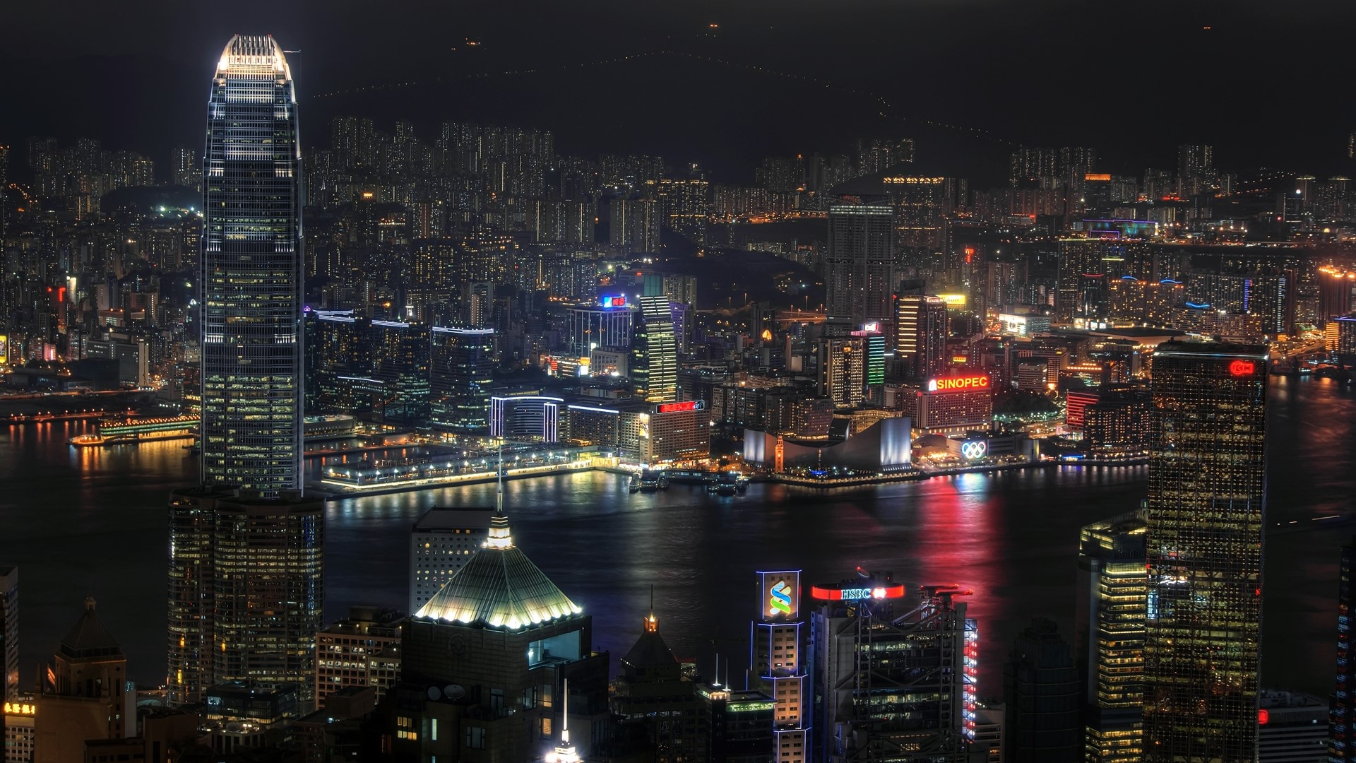 Hong Kong Cityscape at Night HD Wallpaper
