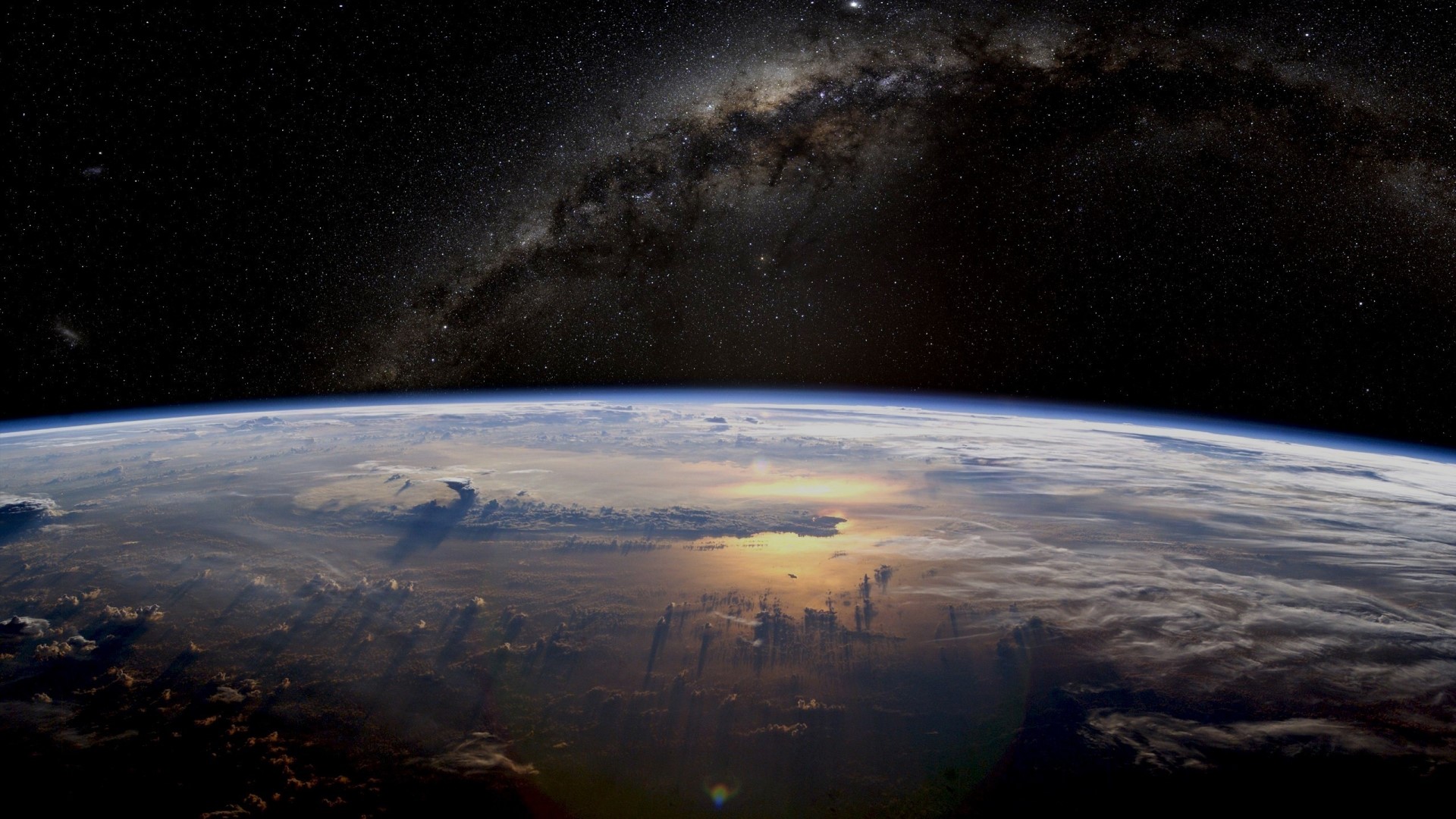 Earth and Milky Way Galaxy from Space HD Wallpaper