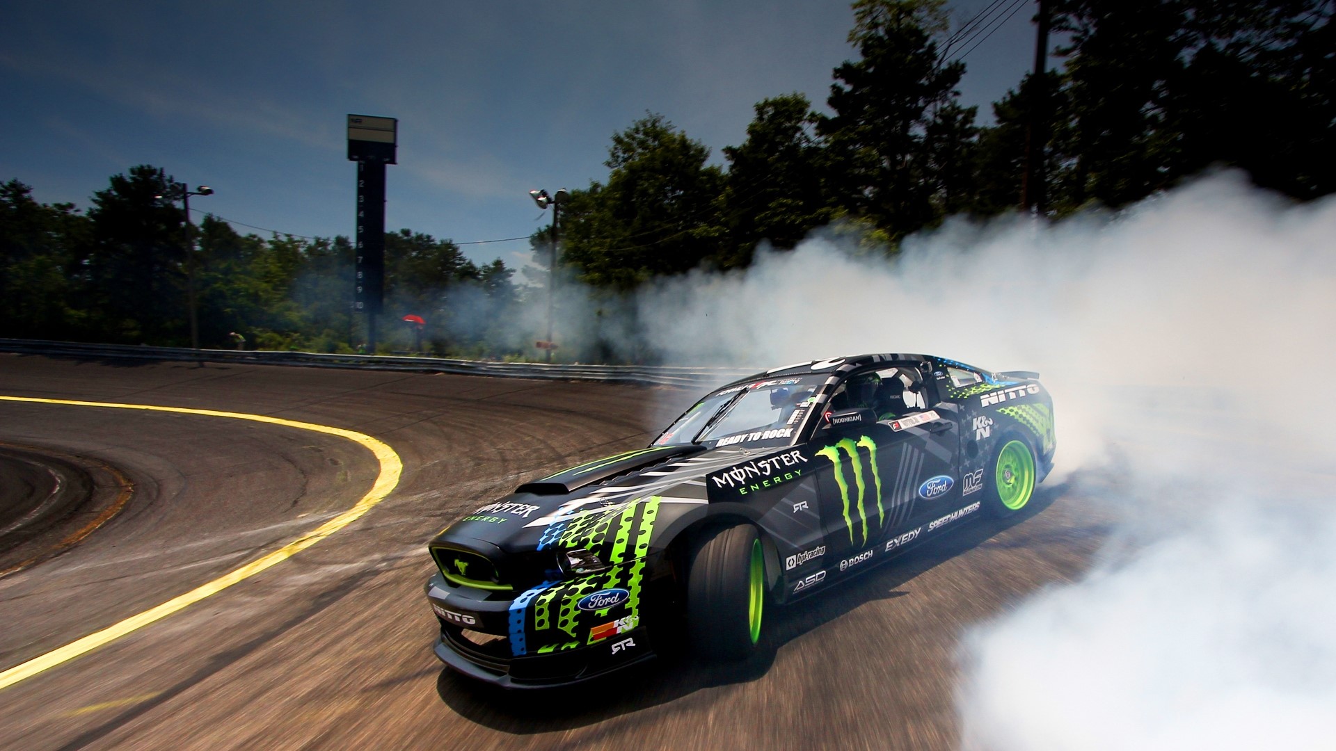 Monster Energy Ford Mustang Drifting HD Wallpaper