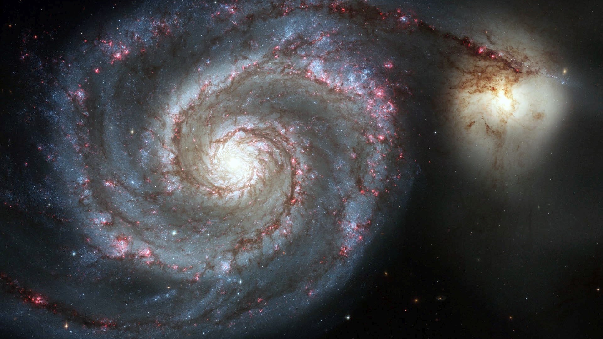 Whirlpool Galaxy and companion galaxy HD Wallpaper