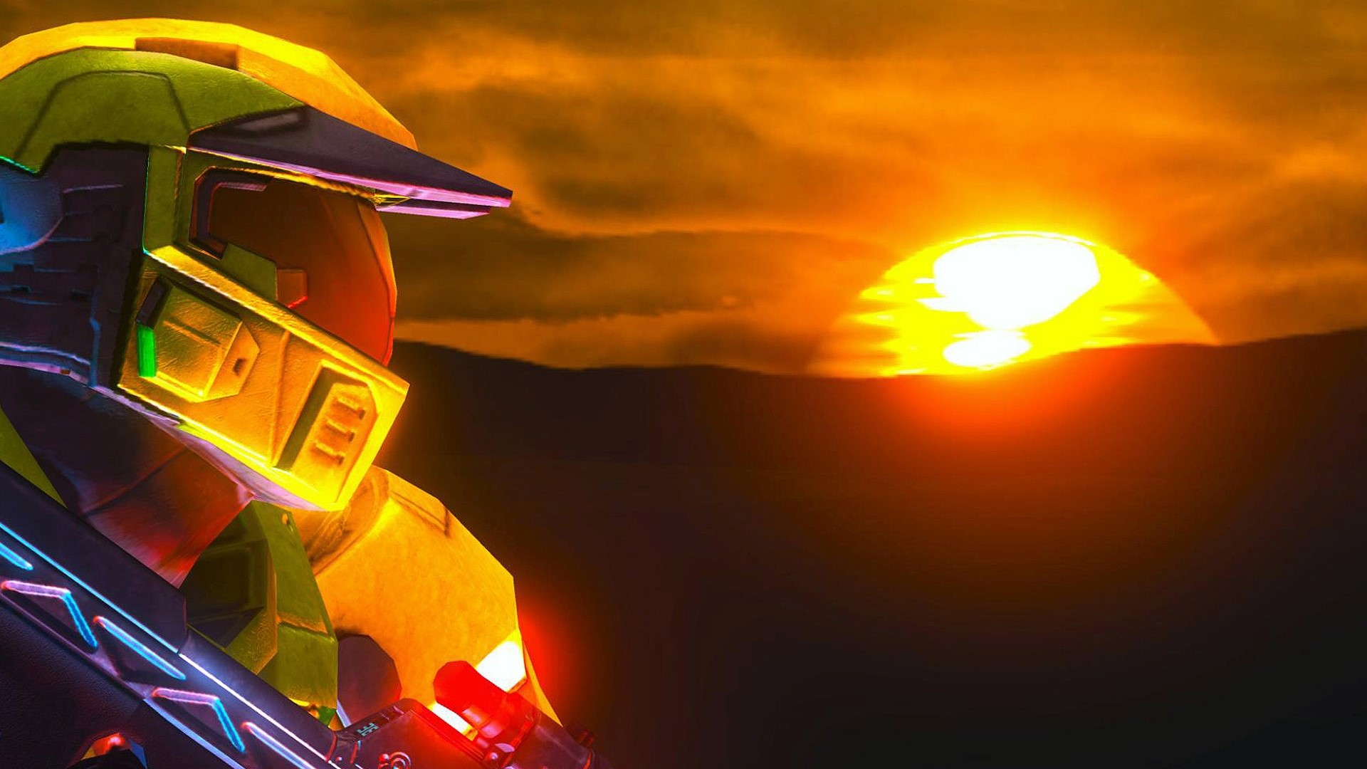 Master Chief from Halo at sunset HD Wallpaper