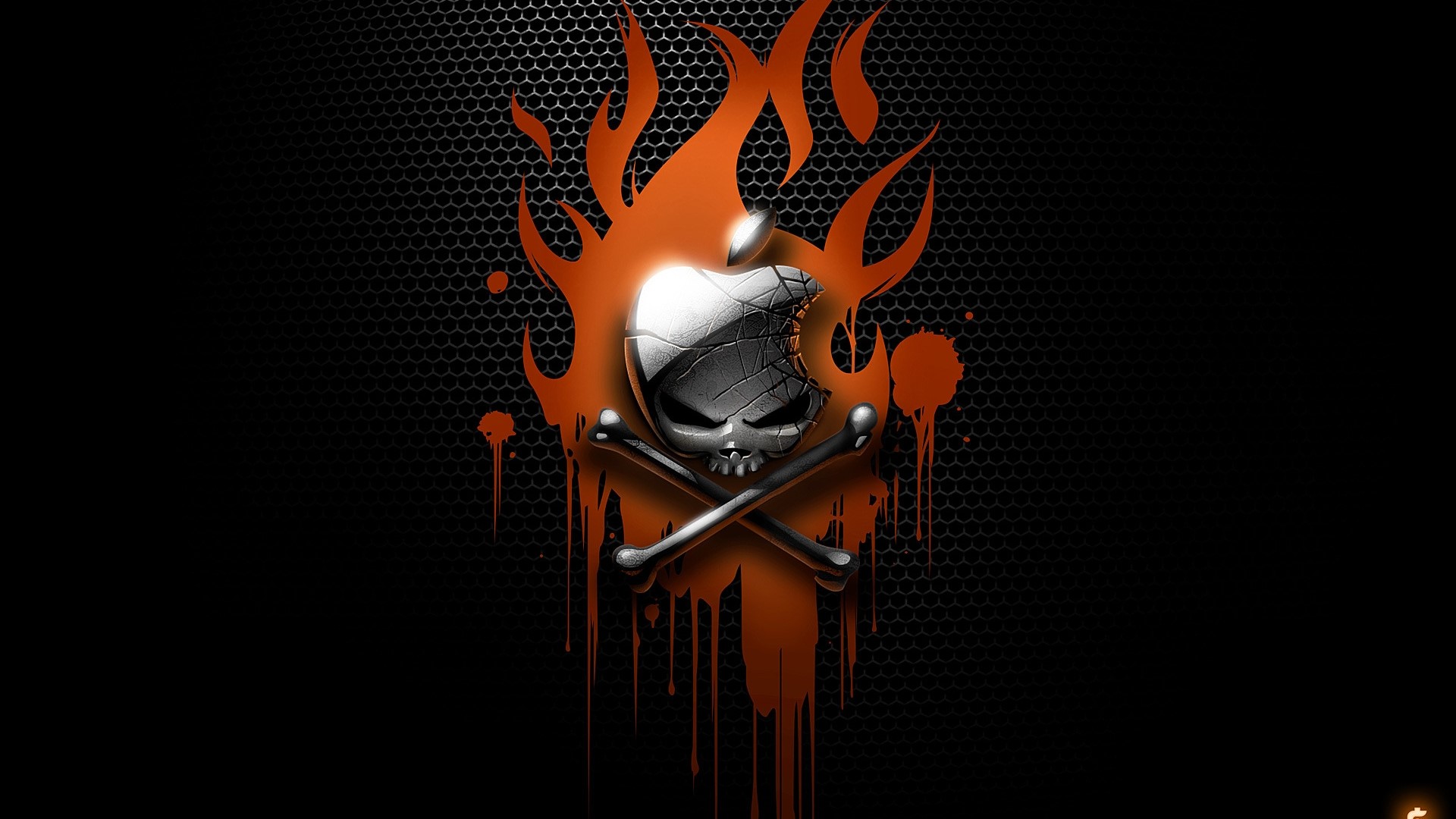 Mac Skull and Crossbones with Flames HD Wallpaper