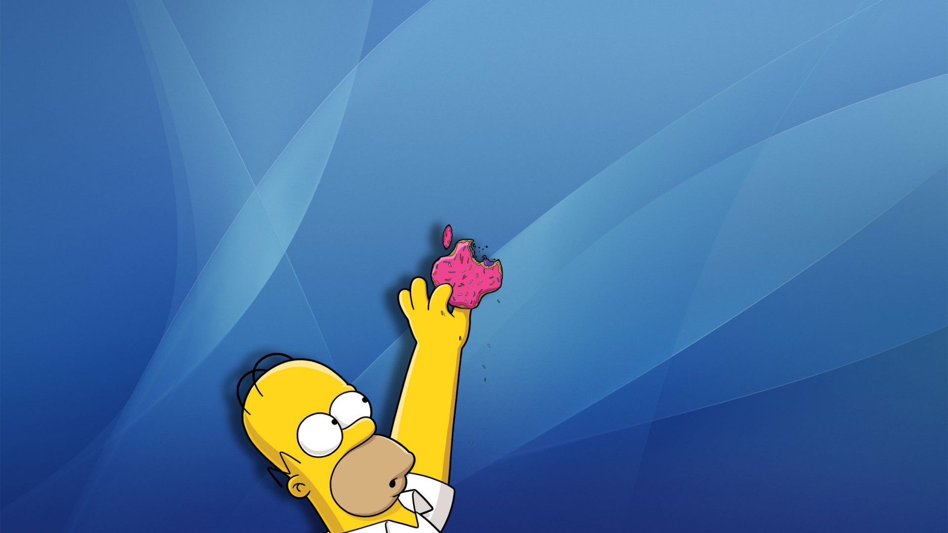 Homer Simpson eating a donut on a blue background HD Wallpaper
