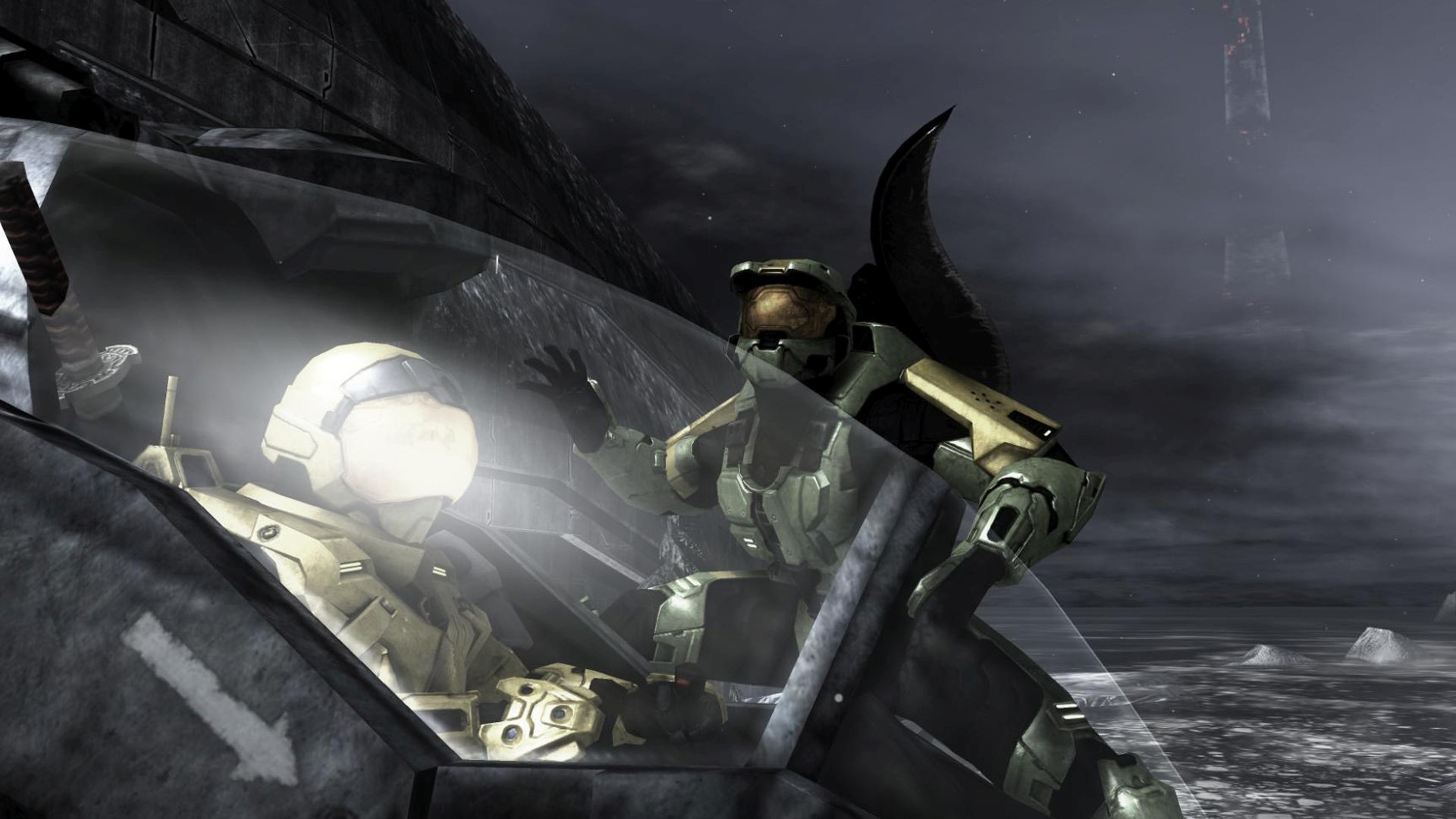 Master Chief and Marine in Pelican from Halo HD Wallpaper