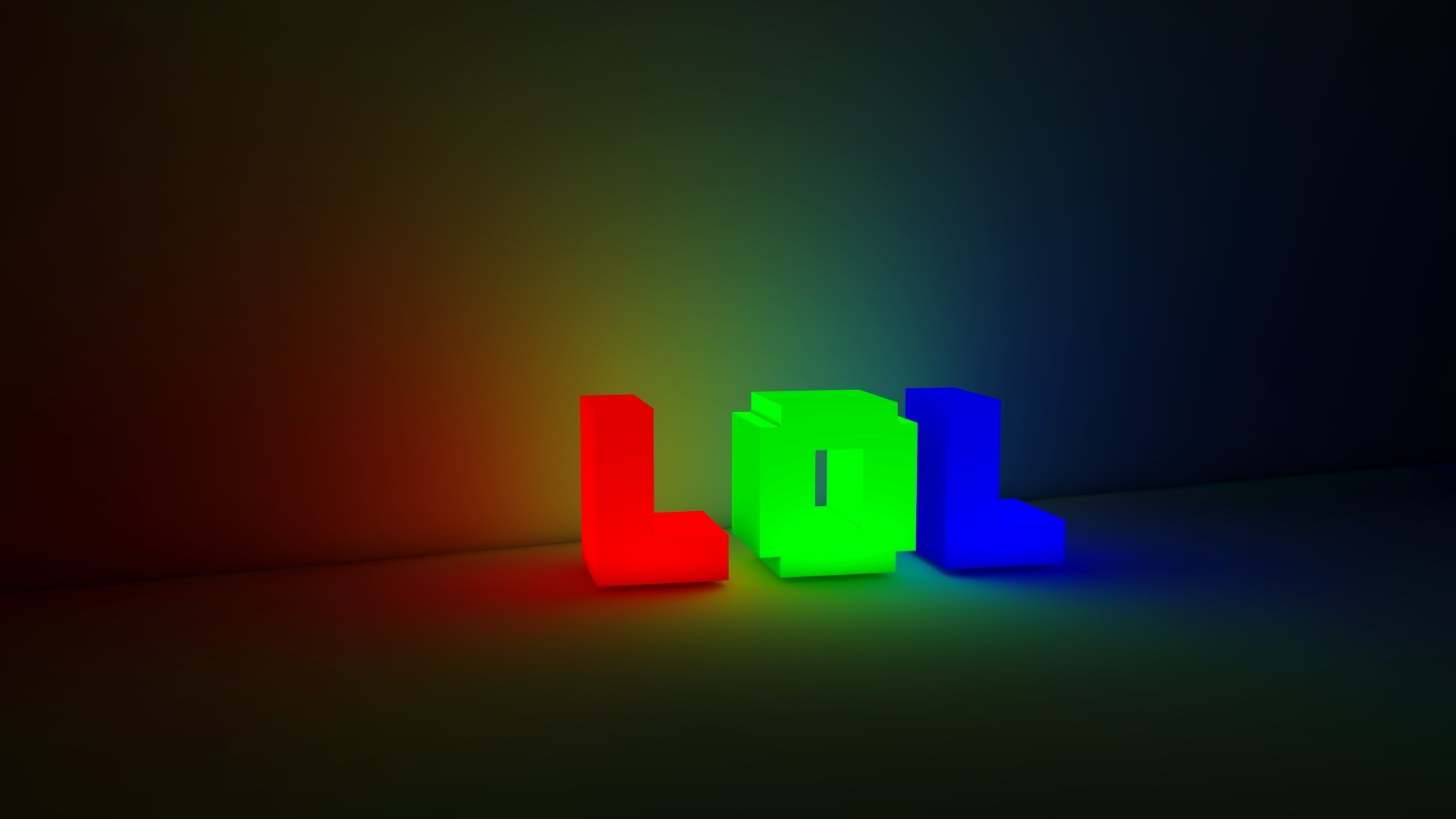 3D LOL letters in red, green, and blue HD Wallpaper