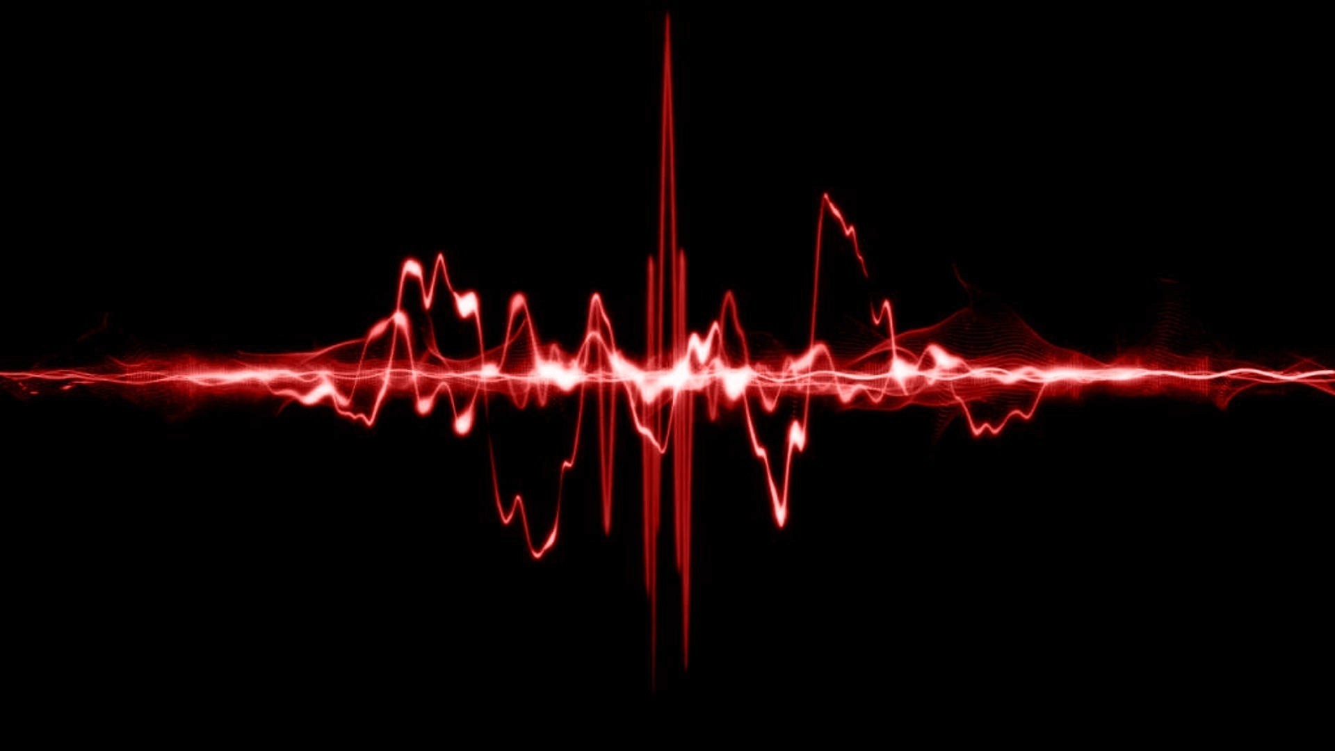 Red Sound Waves on Black Background HD Wallpaper