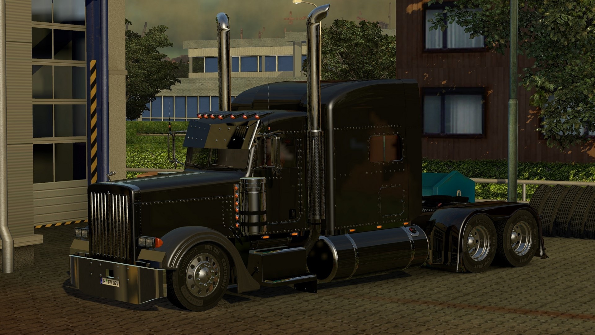 Black Peterbilt 379 Tractor HD Wallpaper