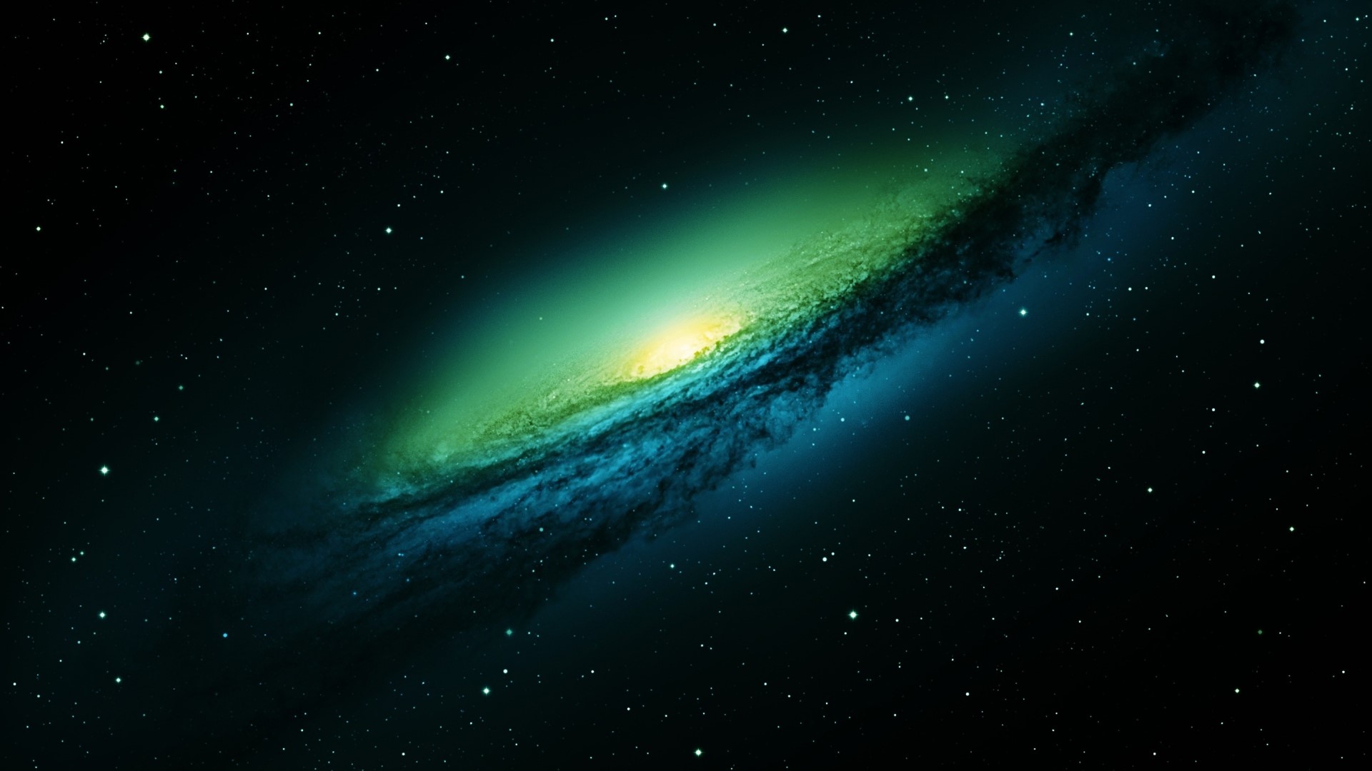 Green and blue galaxy with stars HD Wallpaper