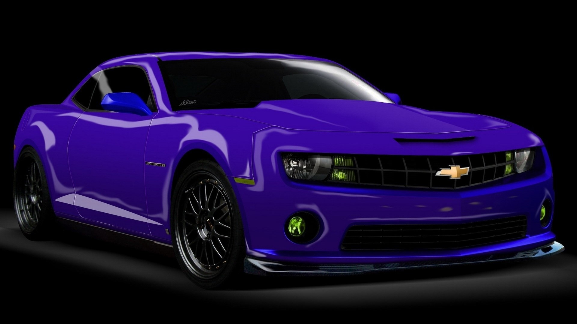 Purple Chevrolet Camaro with custom rims HD Wallpaper