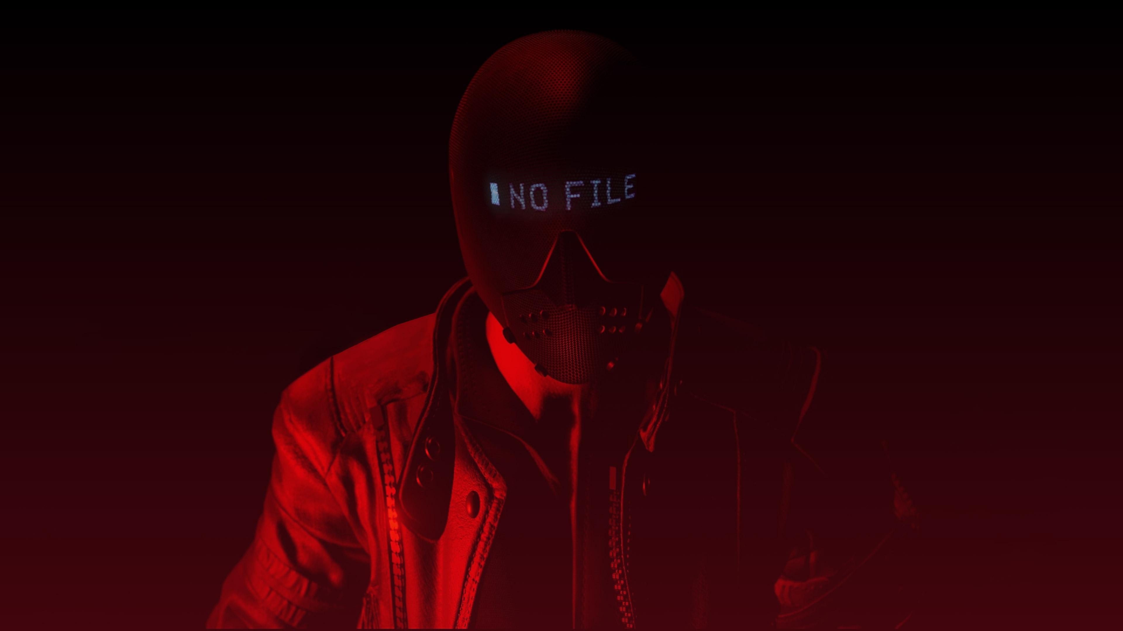 Man in mask with 'NO FILE' display from Watch Dogs 2 in 4K HD Wallpaper