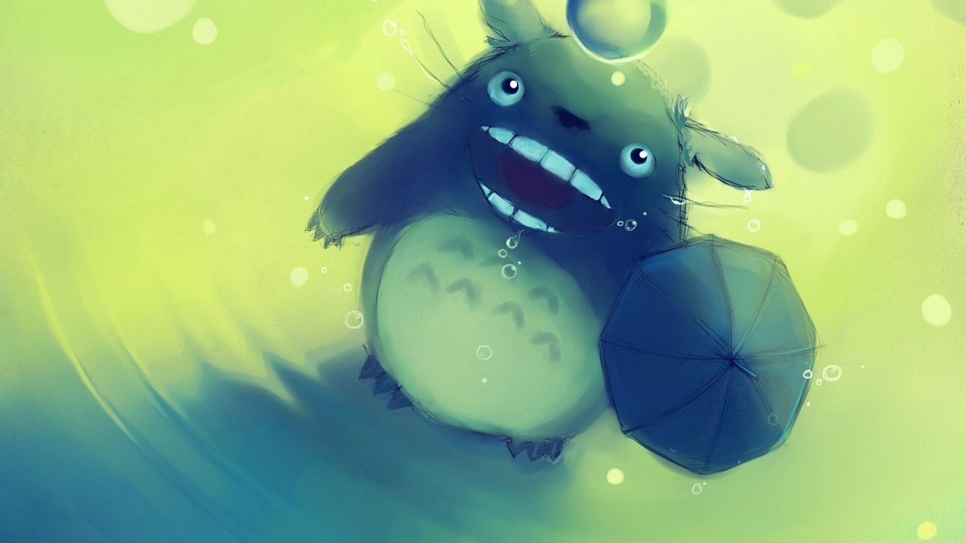 Totoro from My Neighbor Totoro with an umbrella HD Wallpaper
