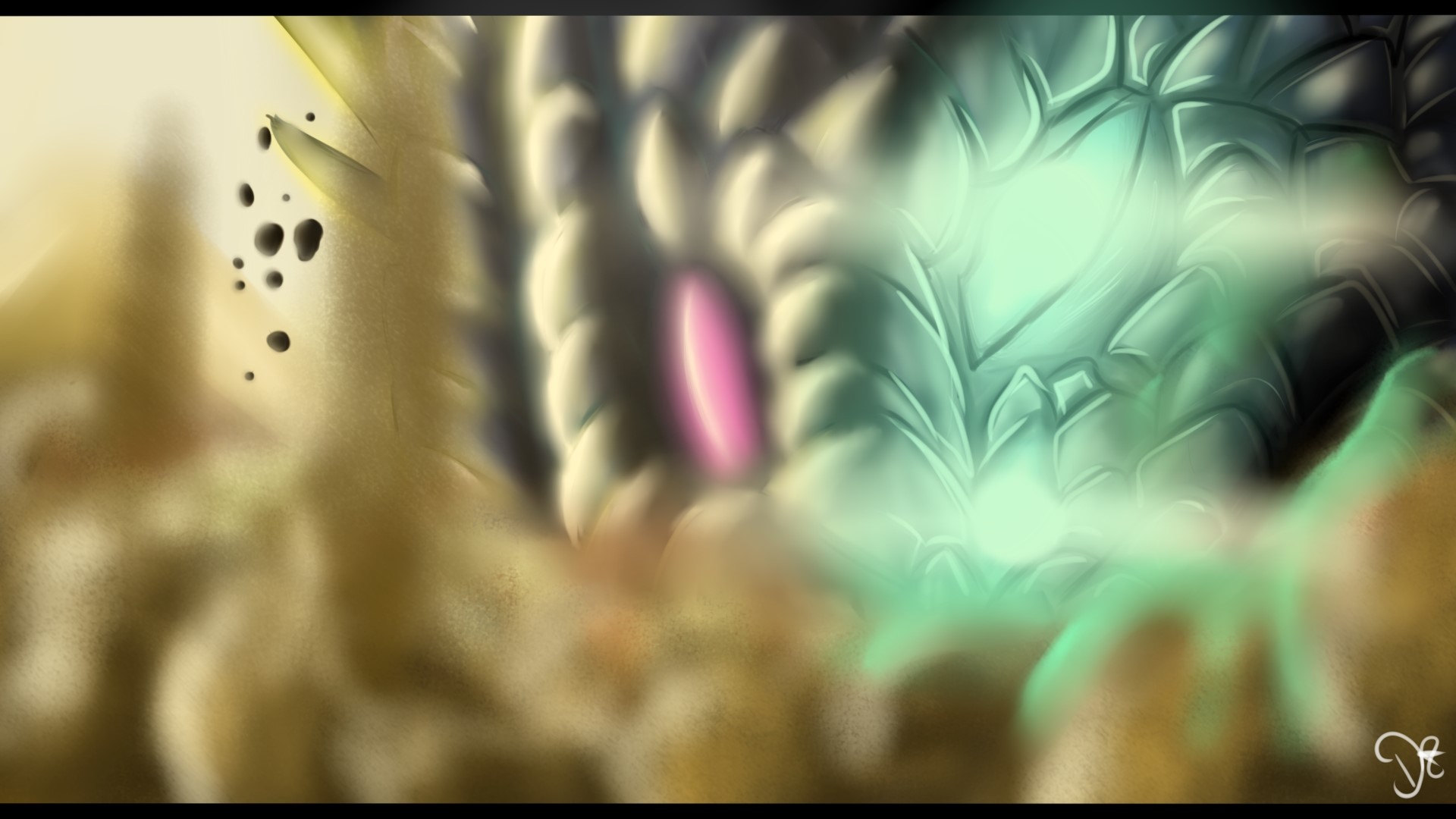 Dragon with glowing eye and pink pupil HD Wallpaper